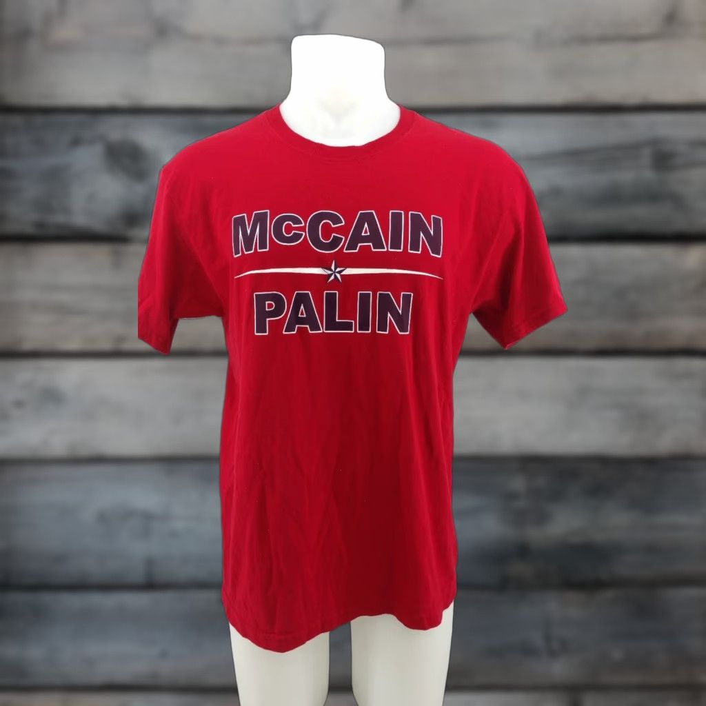 Jerzees McCAIN PALIN Vote T Shirt Red Size Large - President ELECTION Jerzees 100% Cotton Short Sleeve Crew Neck Mens Regular T-Shirt Size US L / EU 52-54 / 3 - 1 Thumbnail