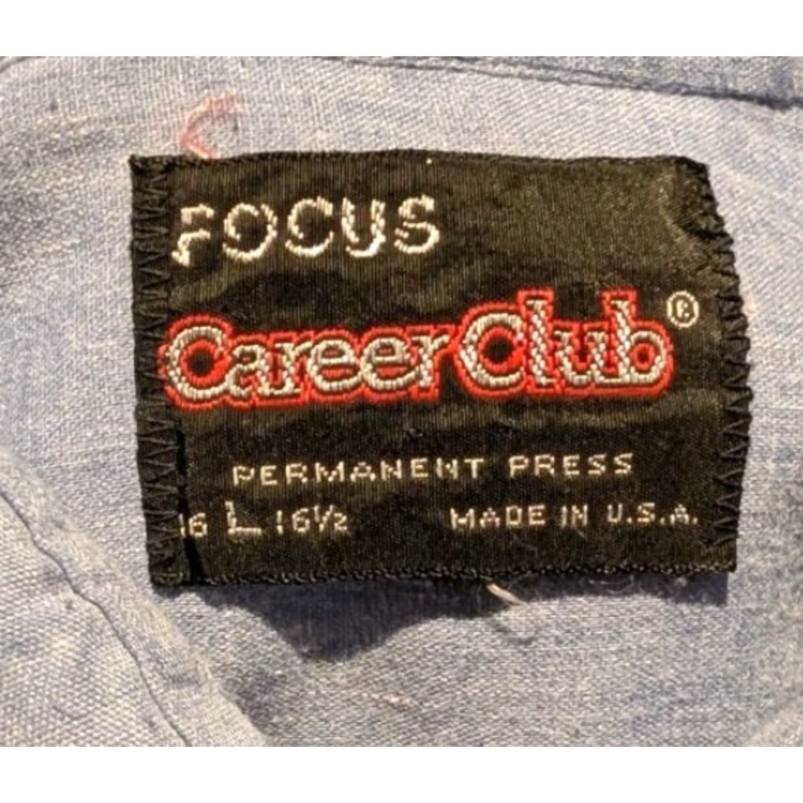 Vintage VINTAGE Focus Career Club Button-Up Shirt Mens Dagger Collar Blue 70s Disco Retro 46in Chest Large Short Sleeve USA Made Mens Size US L / EU 52-54 / 3 - 7 Thumbnail