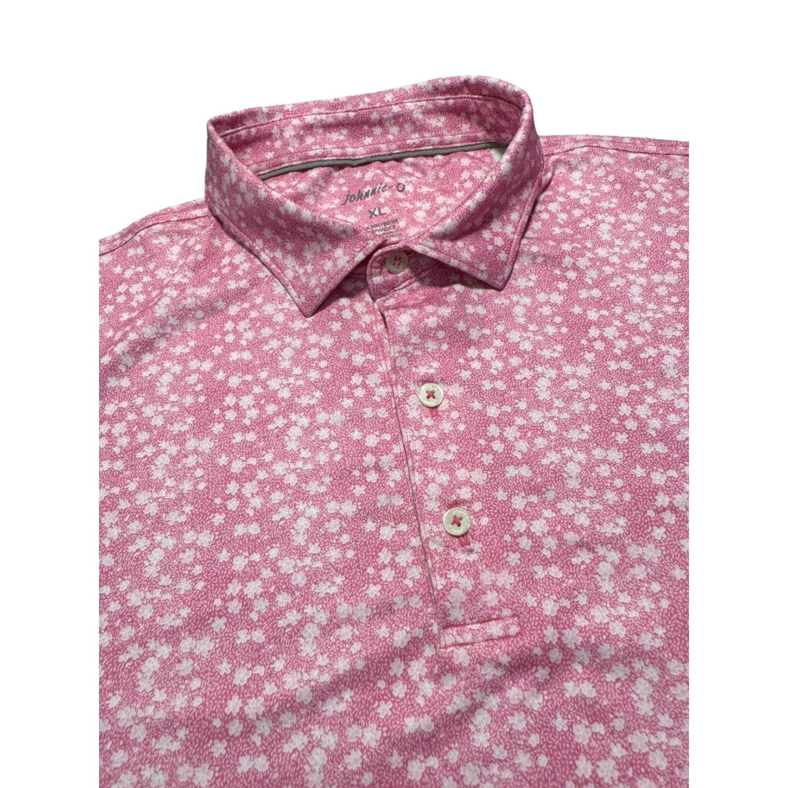 johnnie-O Johnnie O Polo Shirt Mens XL Pink Floral Print Short Sleeve Golf Stretch Size US XL / EU 56 / 4 - 6 Thumbnail