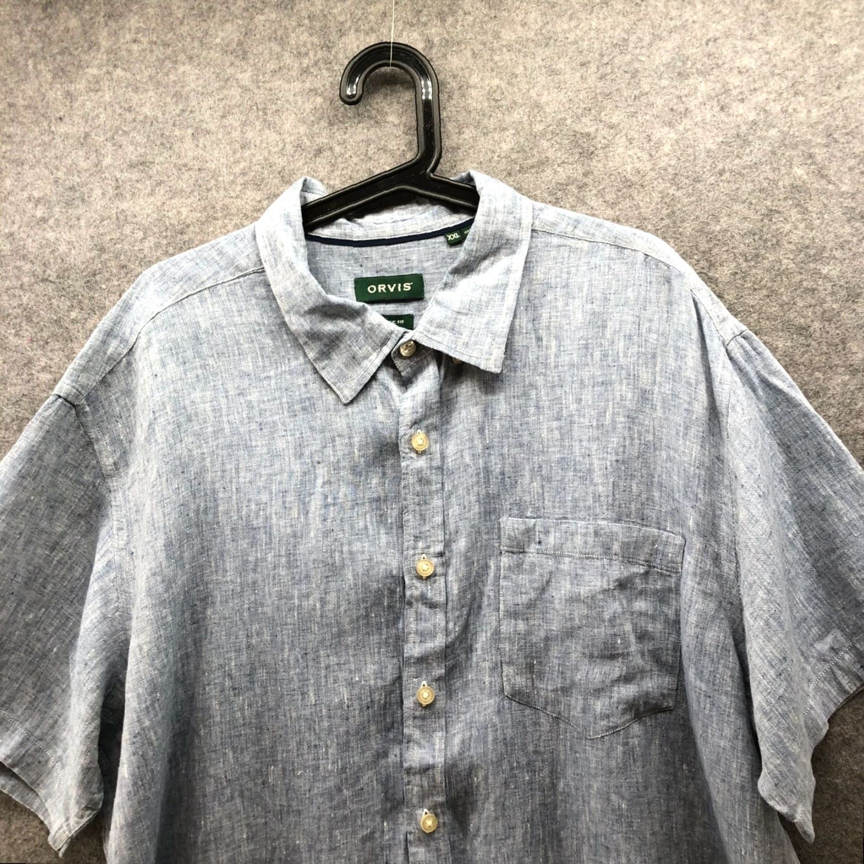 Orvis Orvis 100% Linen Shirt Mens XXL Blue Short Sleeve Button Up Classic Fit Size US XXL / EU 58 / 5 - 3 Thumbnail