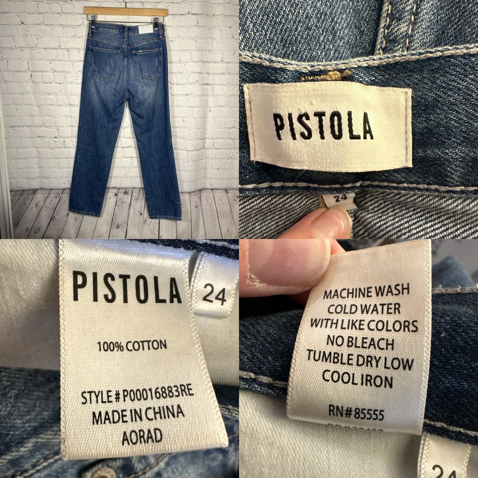 Pistola PISTOLA Jeans Charlie High Rise Straight Ankle Women’s 24 Distressed Blue Denim Button Fly 27in Inseam Regular Mens Womens Girls? Size 42" / US 20 - 8 Thumbnail