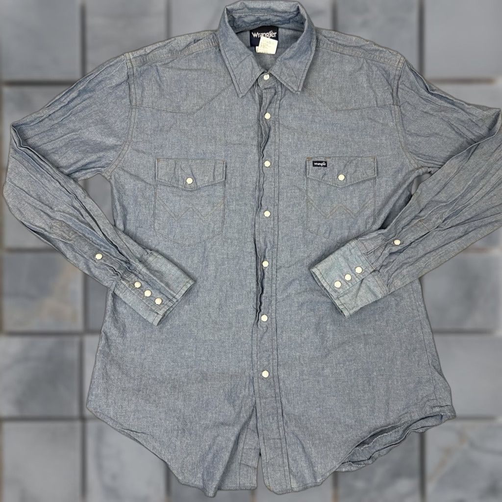 Wrangler VINTAGE Wrangler Shirt Men XL Blue Pearl Snap Rancher Distressed Cotton Denim Casual Western Size US XL / EU 56 / 4 - 1 Thumbnail