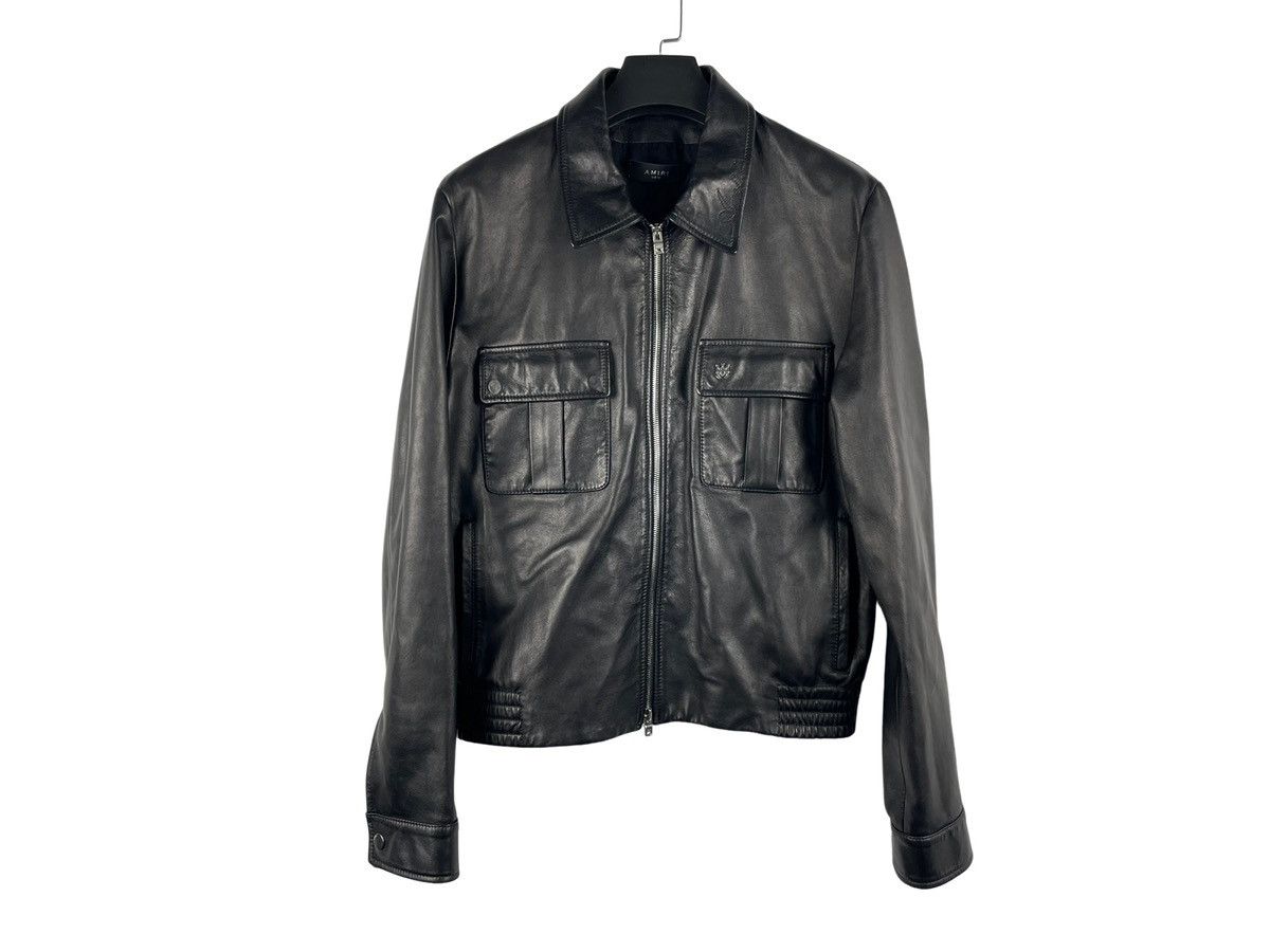 Amiri AMIRI Embroidered Collar Leather Jacket Size US M / EU 48-50 / 2 - 1 Thumbnail