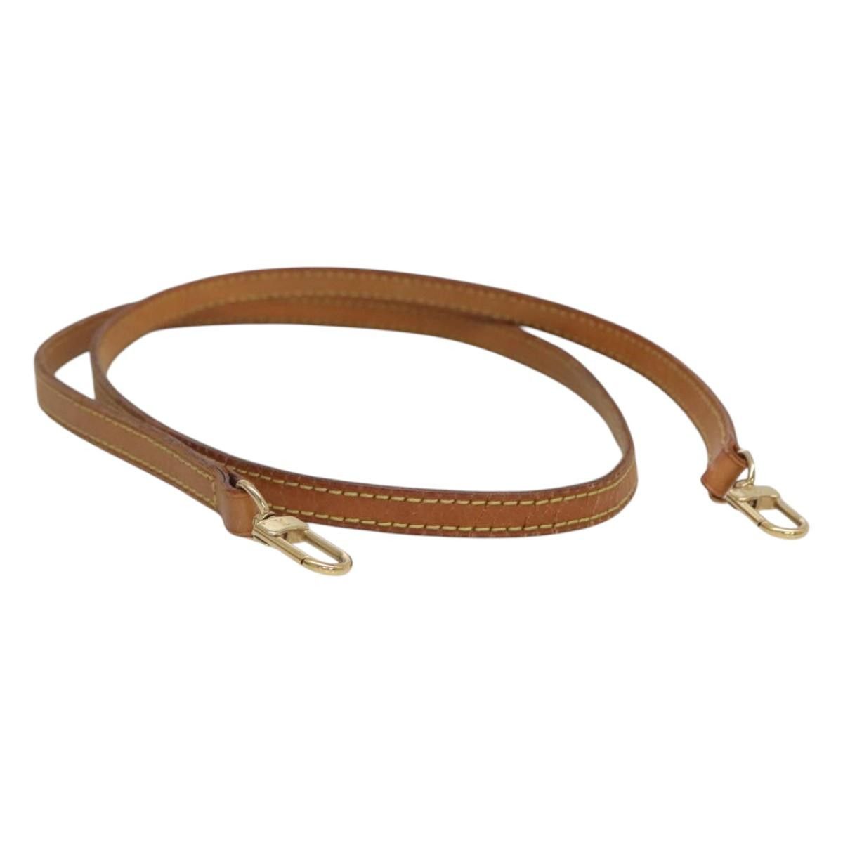 LOUIS VUITTON Shoulder Strap Leather Beige LV Auth SW887