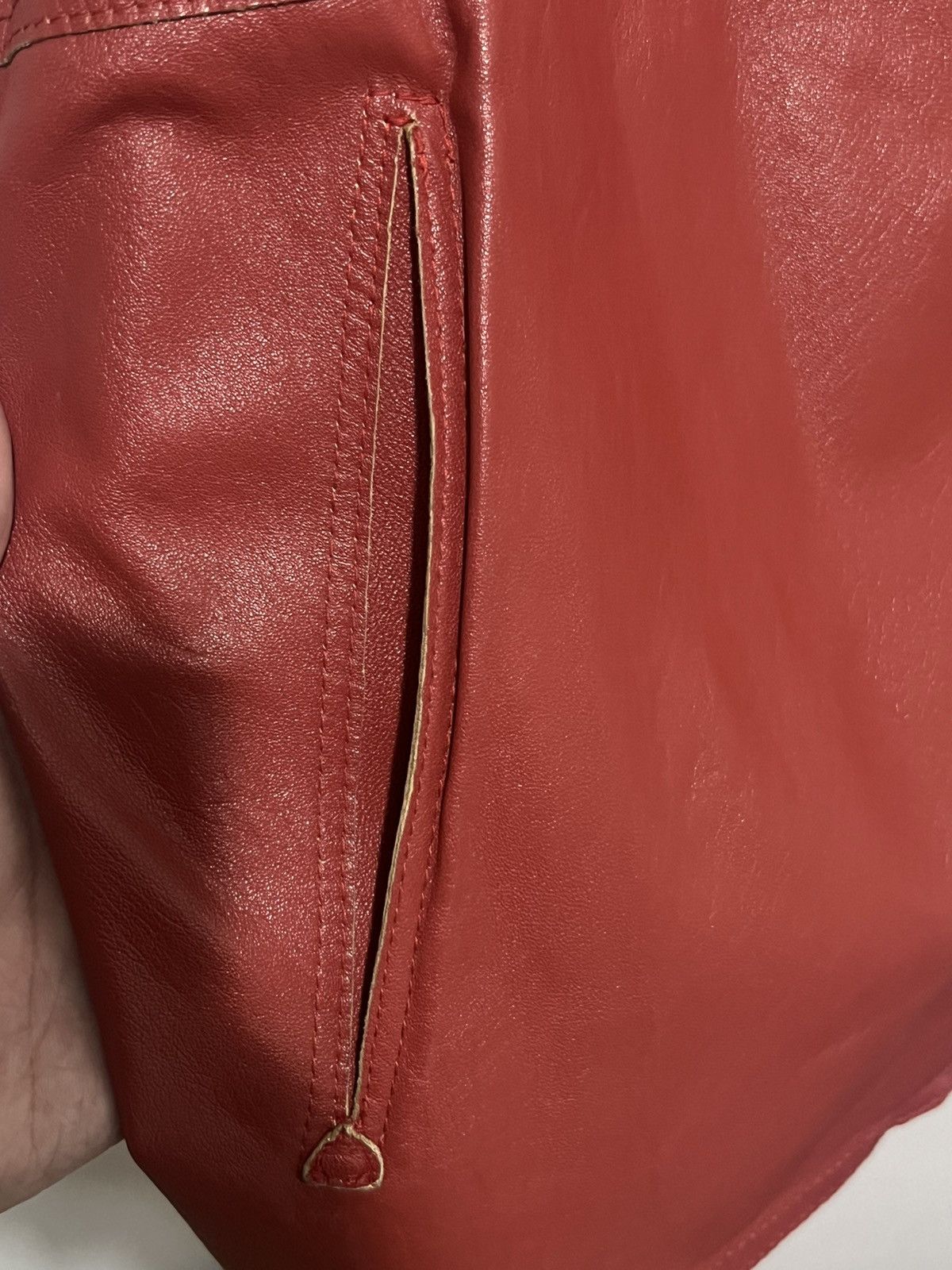 Vintage Vintage La Matta Double Zip Red Leather Jacket Size US M / EU 48-50 / 2 - 5 Thumbnail