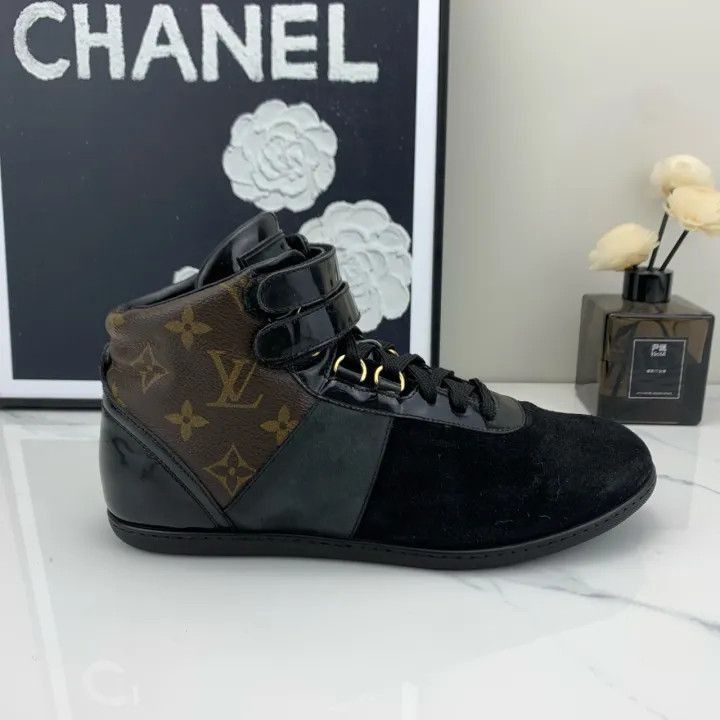 Louis Vuitton Louis Vuitton Black Logo High-Top Sneakers -2508 Size US 6.5 / EU 39-40 - 7 Thumbnail