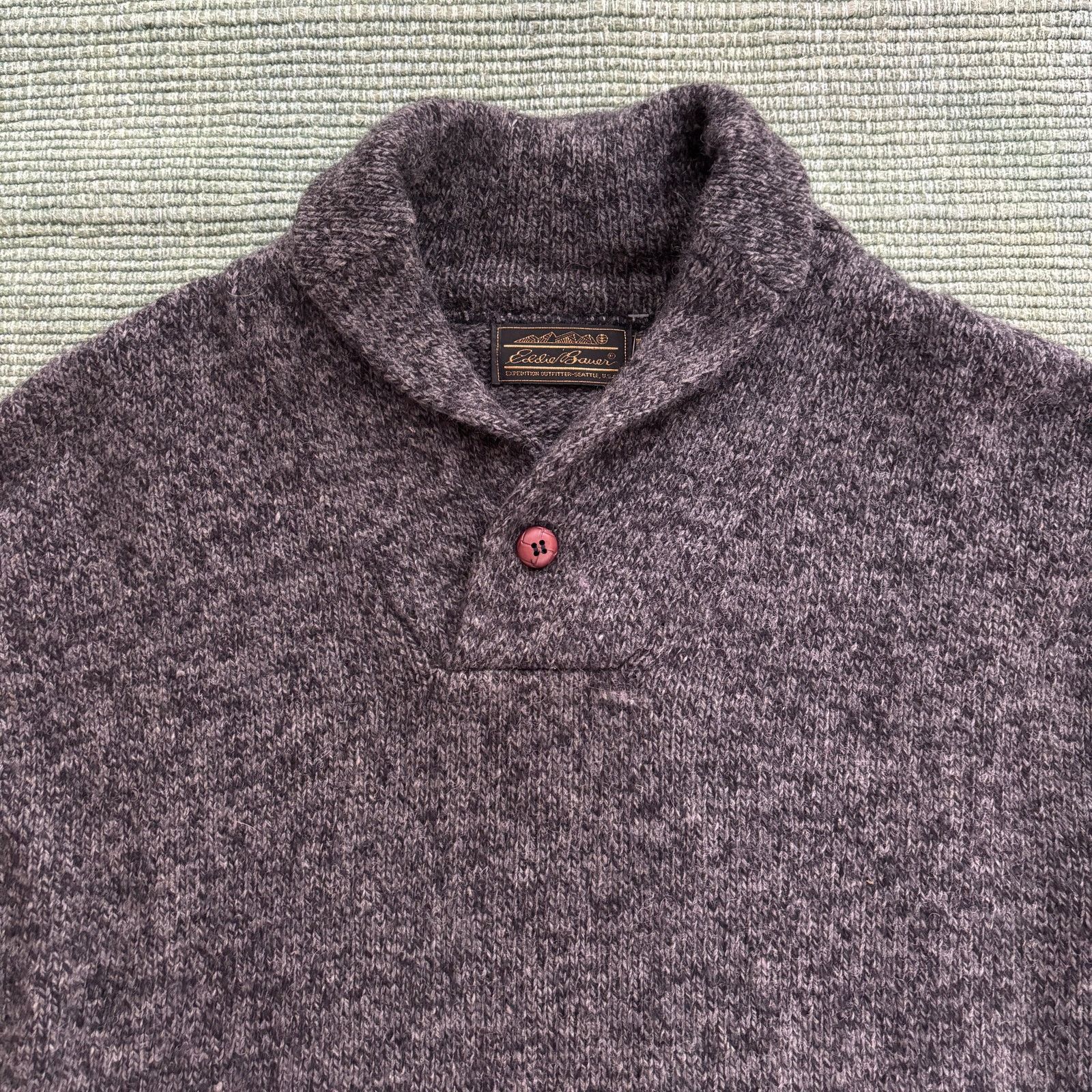 Eddie Bauer × Vintage Vintage Eddie Bauer Gray Wool Shawl Collar Sweater Sz M Size US M / EU 48-50 / 2 - 2 Thumbnail