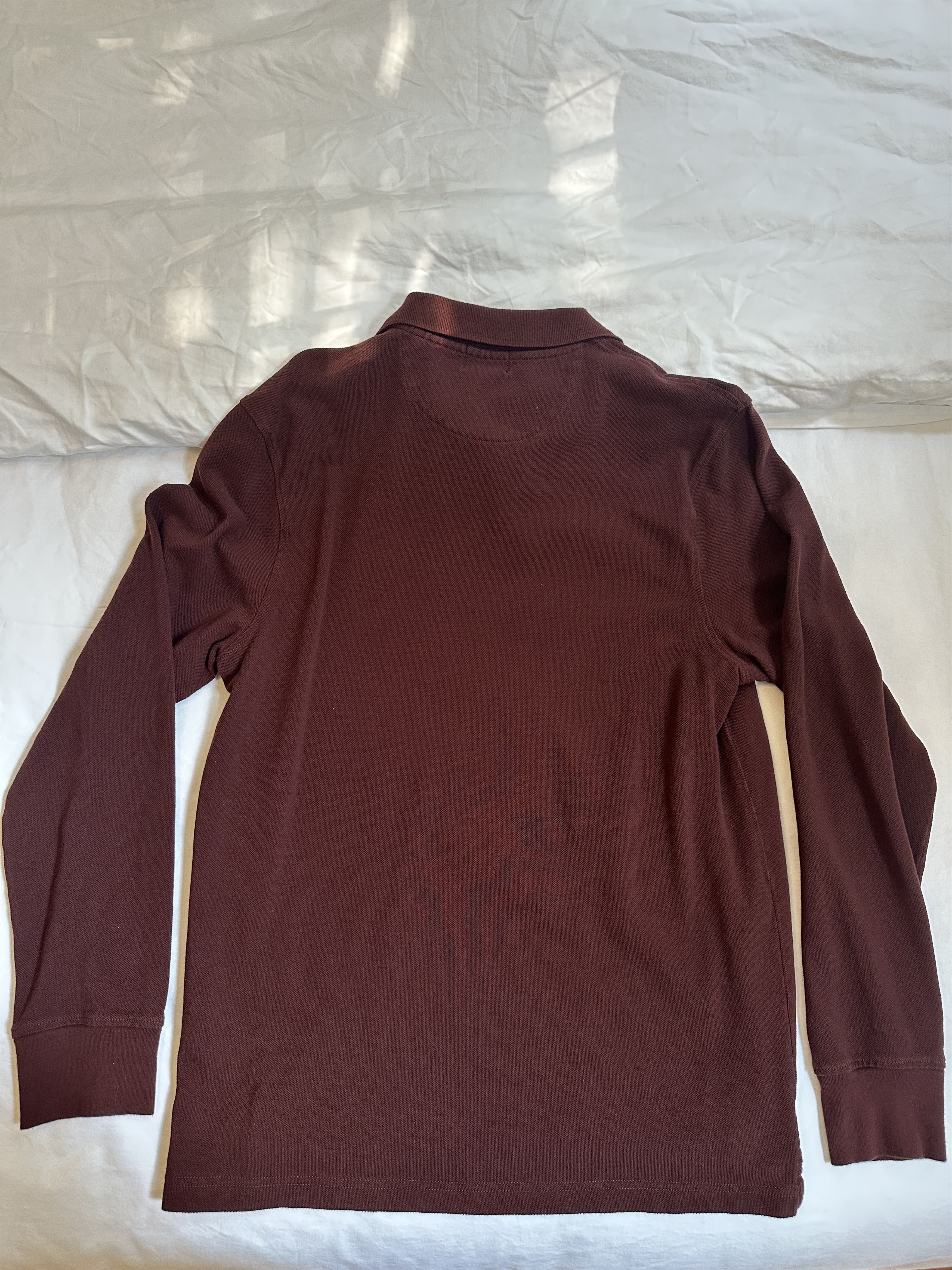 J.Crew Burgundy long sleeve pique polo Size US M / EU 48-50 / 2 - 2 Thumbnail