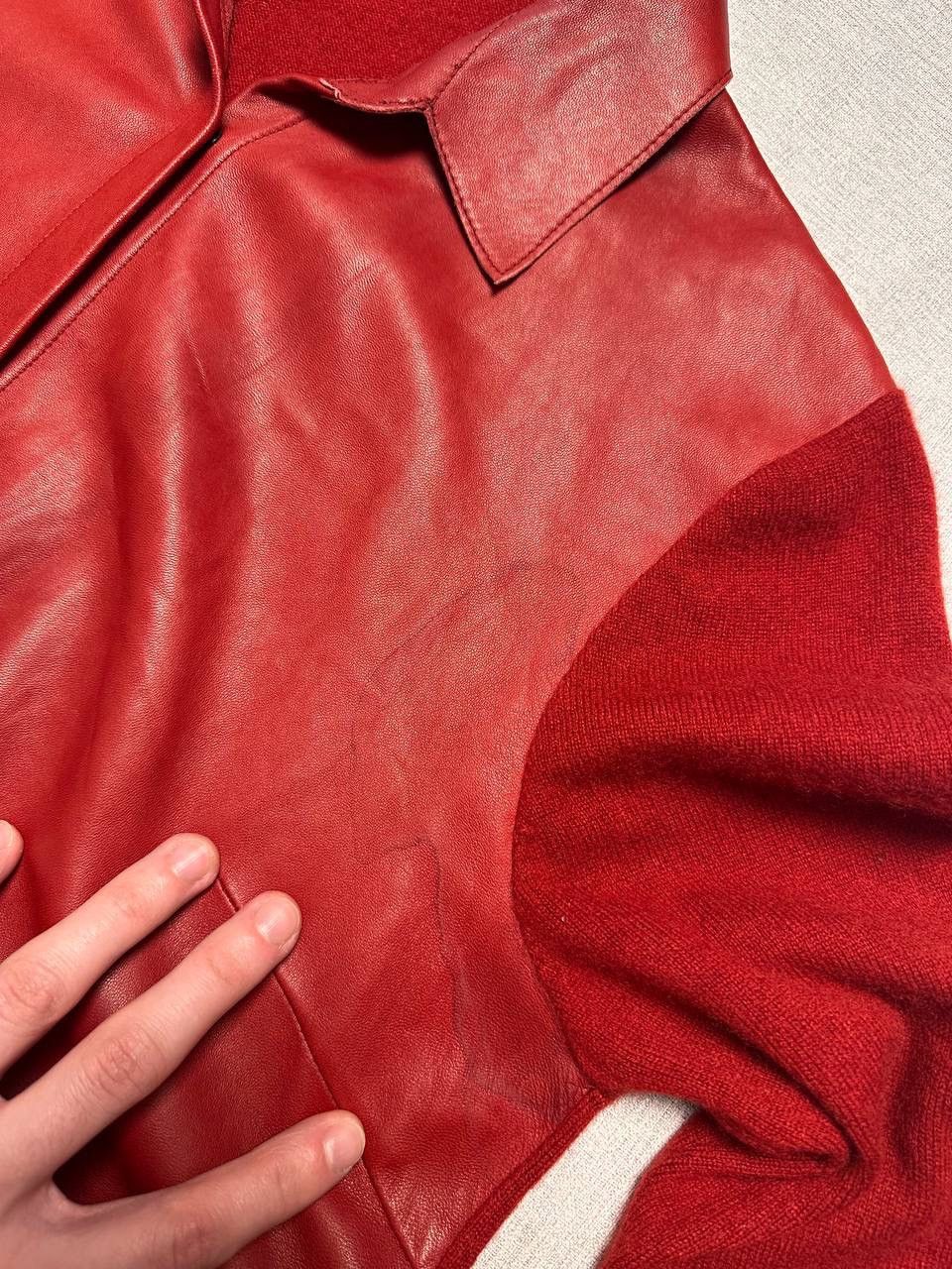 Brunello Cucinelli Brunello Cucinelli Red Leather & Cashmere Overshirt Vintage Size M / US 6-8 / IT 42-44 - 11 Thumbnail