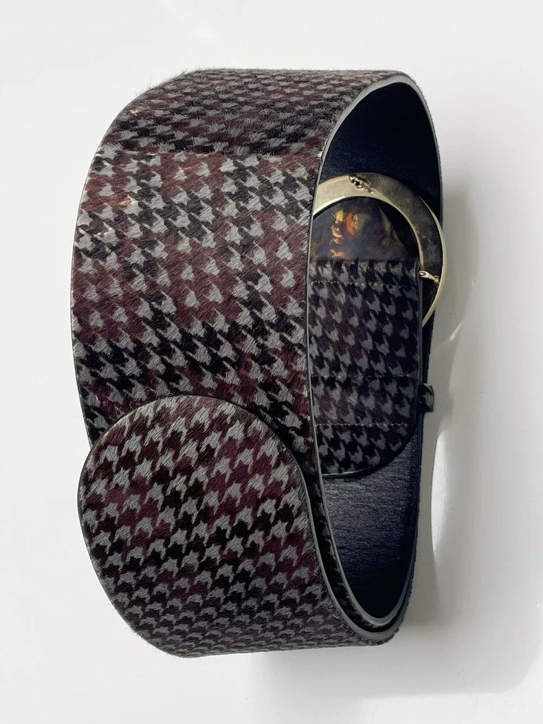 Giorgio Armani Giorgio Armani Extra Wide Houndstooth Amber Belt 2504-Nexta Size ONE SIZE - 4 Thumbnail