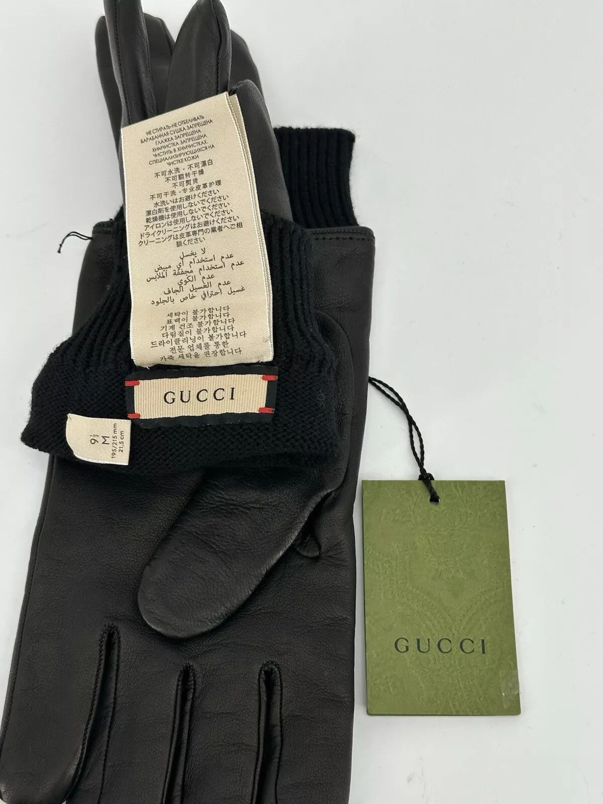 Gucci New Gucci Gloves Size-9,5-M lack-Leather Horsebit Size ONE SIZE - 6 Thumbnail