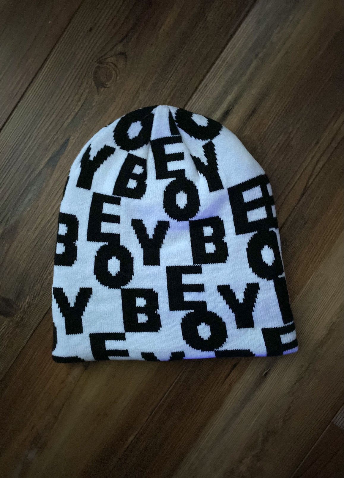 Japanese Brand × Obey Black & White Obey Print Beanie Size ONE SIZE - 2 Thumbnail