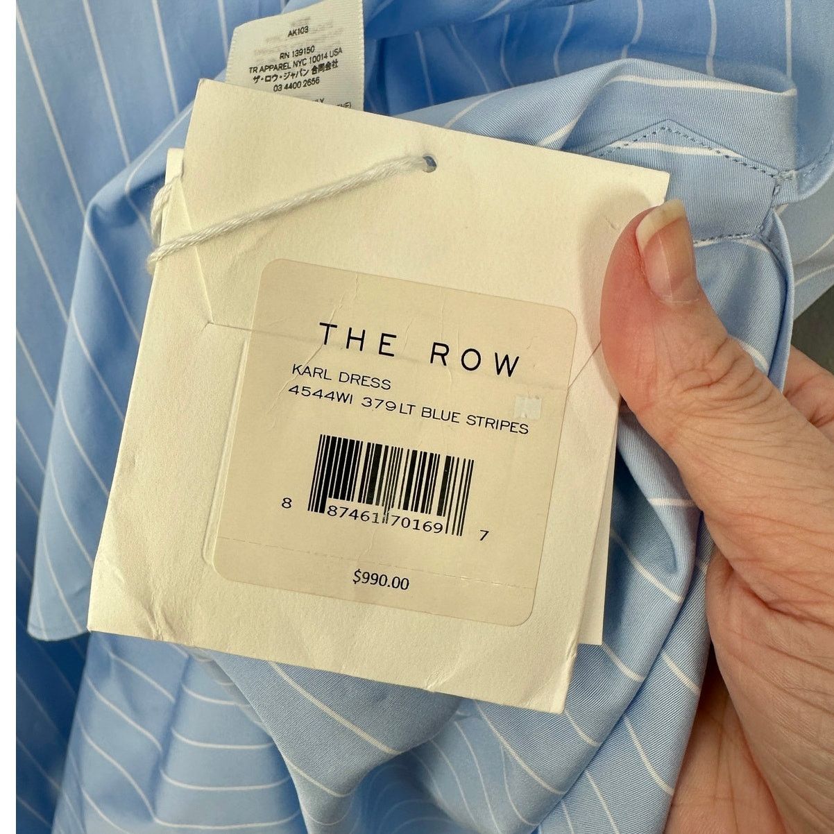 The Row NWT The Row Karl Blue & White Stripe Long Sleeve Shirt Dress Size L / US 10 / IT 46 - 8 Thumbnail