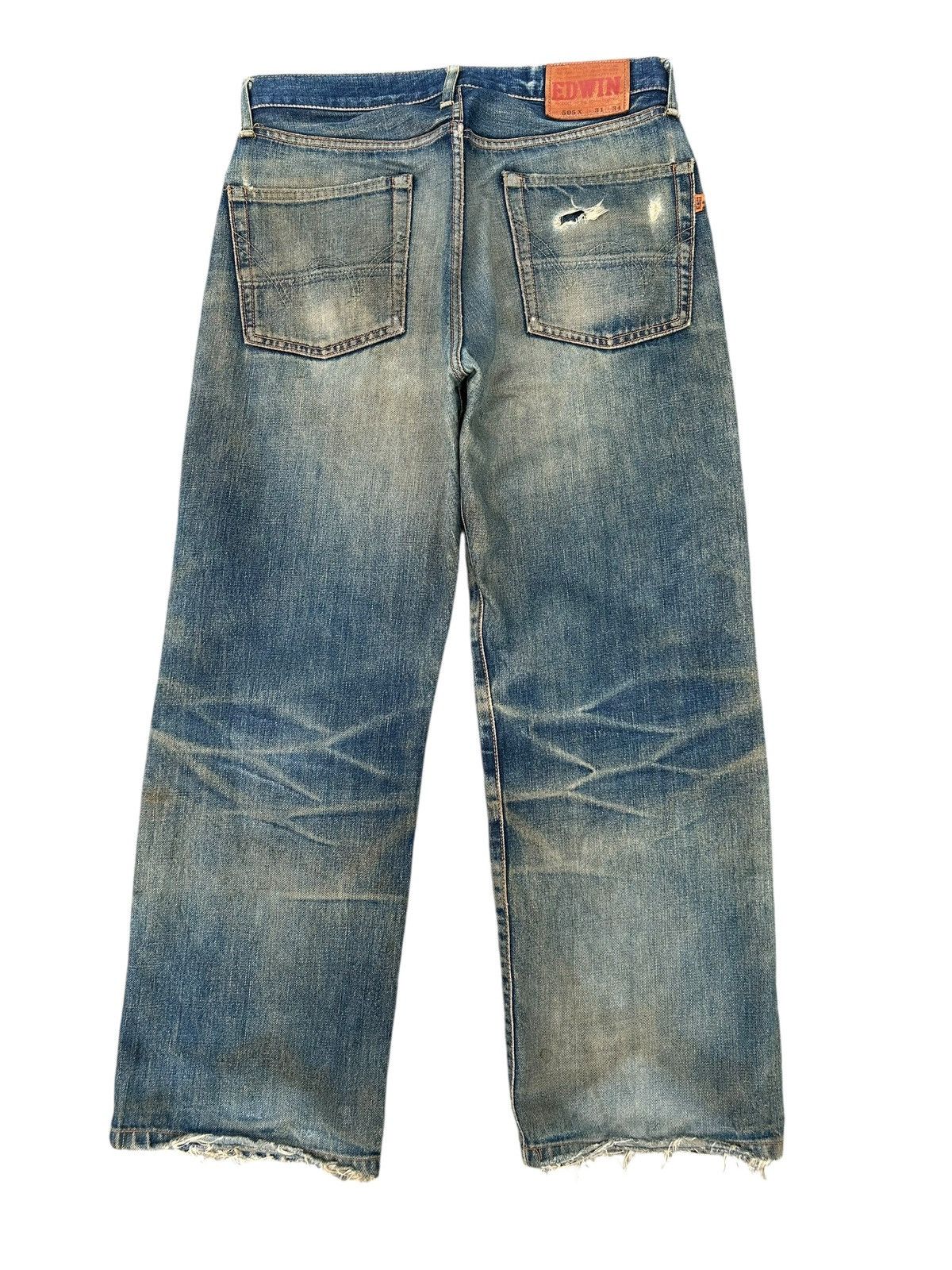 Kapital VINTAGE EDWIN 505X SELVEDGE RUSTY DISTRESSED DENIM JEANS Size US 32 / EU 48 - 4 Thumbnail