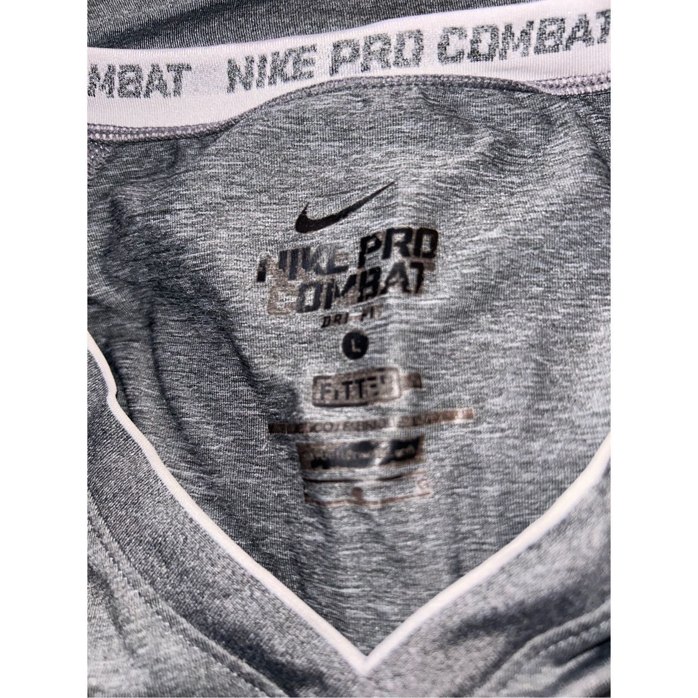 Nike Nike Men's Gray Pro Combat Athletic Logo Active Short Sleev Size US L / EU 52-54 / 3 - 3 Thumbnail