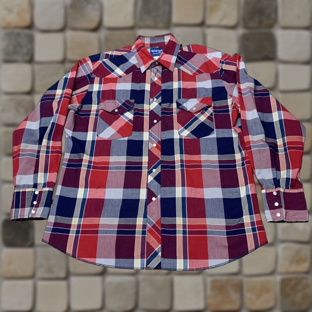 Wrangler Wrangler Shirt Long Sleeve Pearl Snap Mens XXL Red Blue White Plaid Western Shirt Mens XXL Red Plaid Wrangler Size US XXL / EU 58 / 5 - 1 Thumbnail