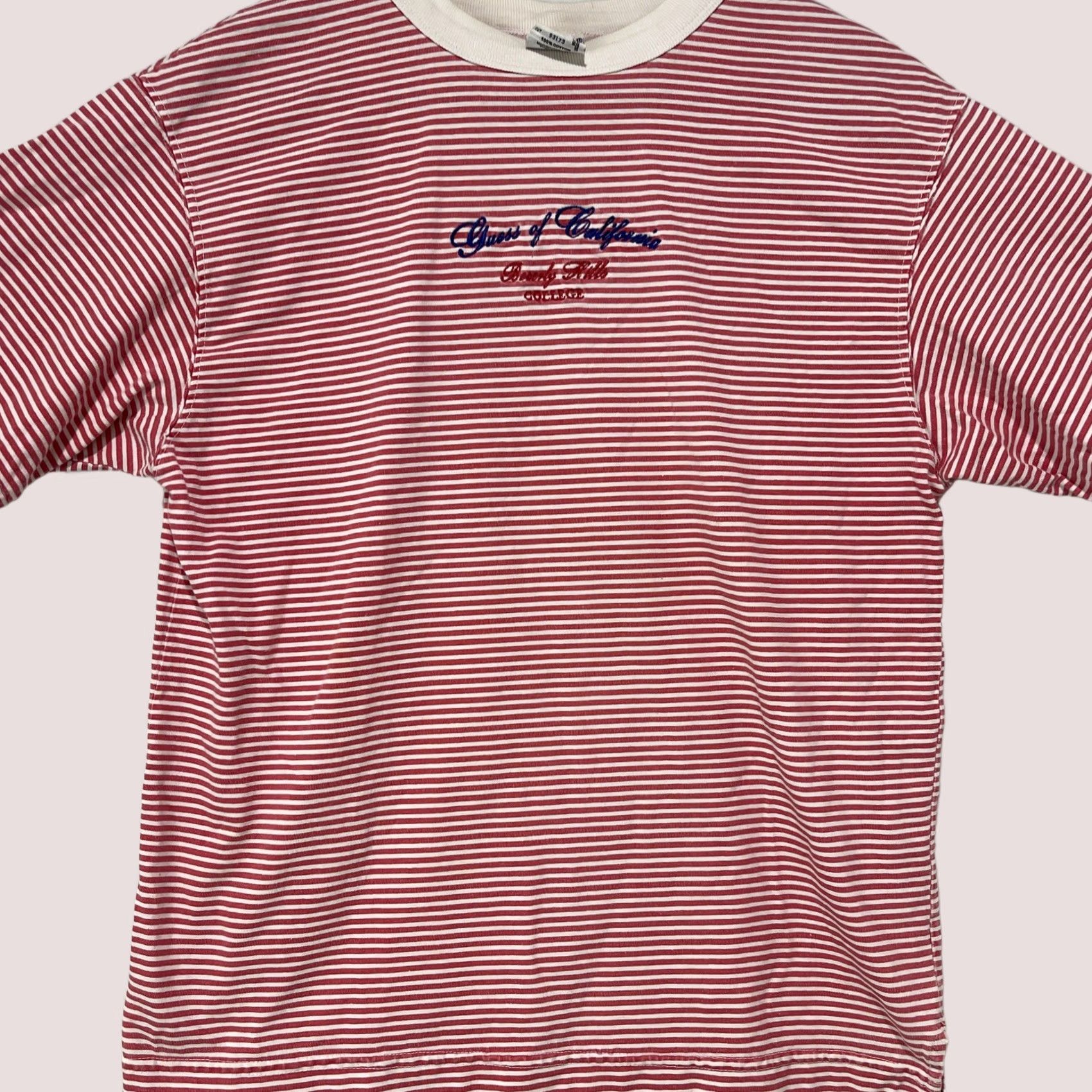 Guess VINTAGE GUESS Shirt Mens Medium Beverly Hills College Striped Tee Size US M / EU 48-50 / 2 - 1 Thumbnail