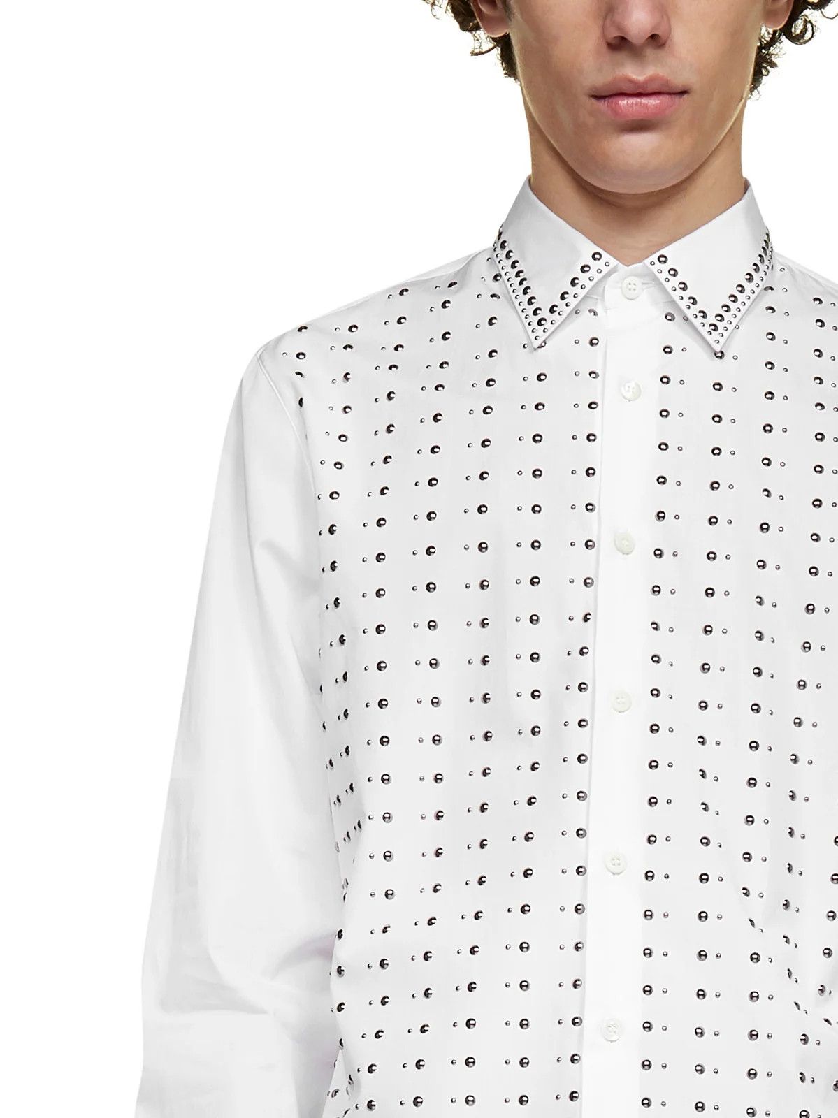 Prada o1mt1gz0225 Stud Embellished Party Shirt in White/Silver Size US L / EU 52-54 / 3 - 4 Thumbnail