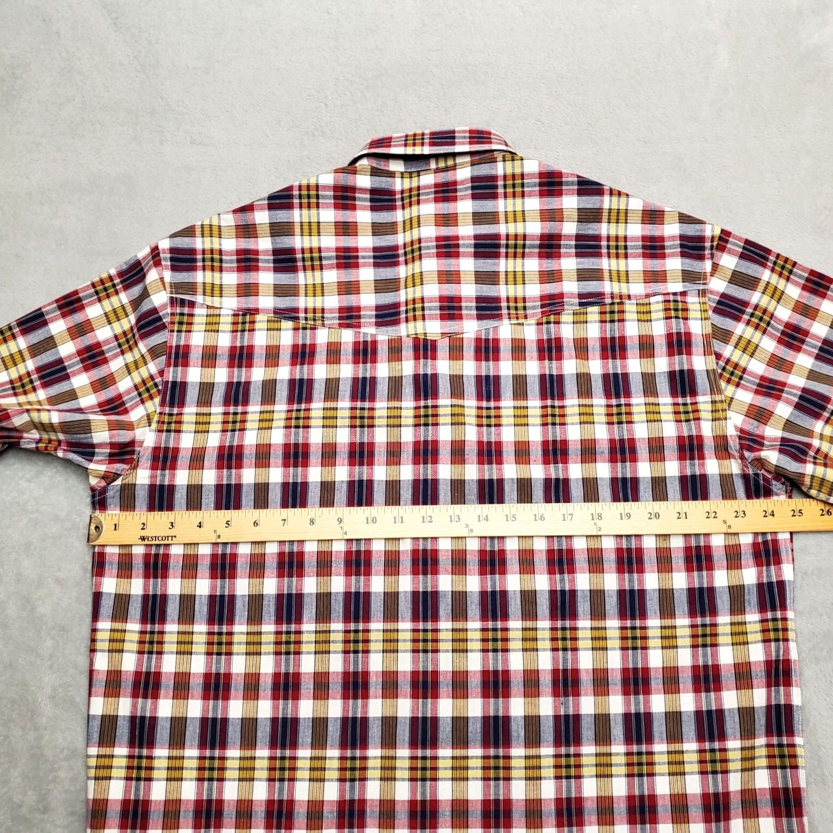 Roper Roper Shirt Mens Large Multi Color Plaid Pearl Snap Short Sleeve Western Casual Shirt Size US L / EU 52-54 / 3 - 7 Thumbnail