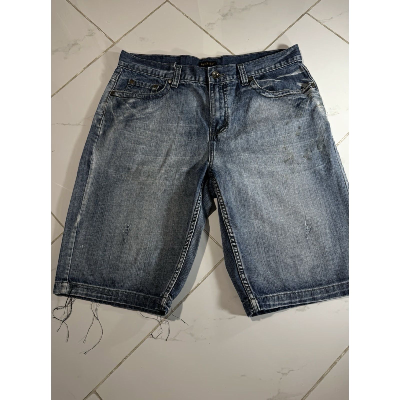 Denime VINTAGE Helix Denim Cargo Shorts 36 Men Blue Grunge 90s Skater Punk Emo Baggy Waist 36” Length 12” Size US 36 / EU 52 - 6 Thumbnail