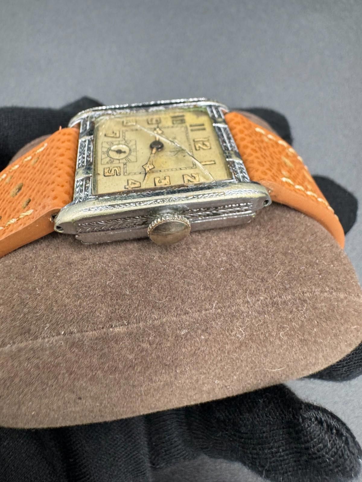 Bulova Vintage 1930s Bulova Engraved Tank Pat Jan 11 1927 17J Swiss Size ONE SIZE - 8 Thumbnail