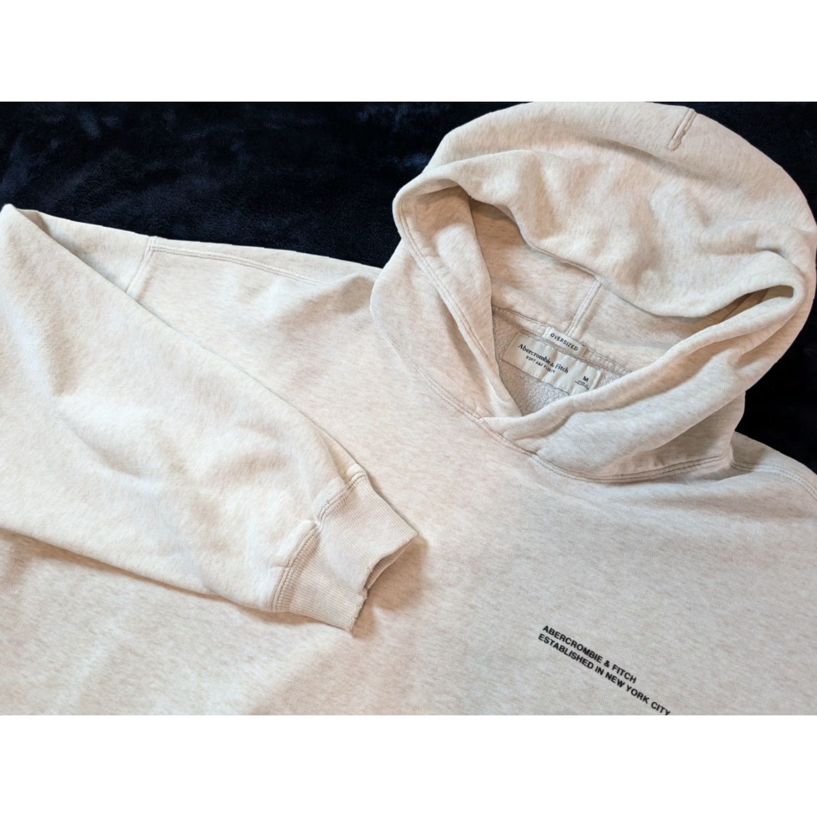 Abercrombie & Fitch Abercrombie & Fitch Hoodie Pullover Oversized Wool? No, Fleece Beige Men's M Size US M / EU 48-50 / 2 - 2 Thumbnail
