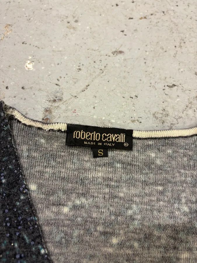 Roberto Cavalli × Vintage 2000s Roberto Cavalli Galaxy Blue Cardigan Size S / US 4 / IT 40 - 9 Thumbnail