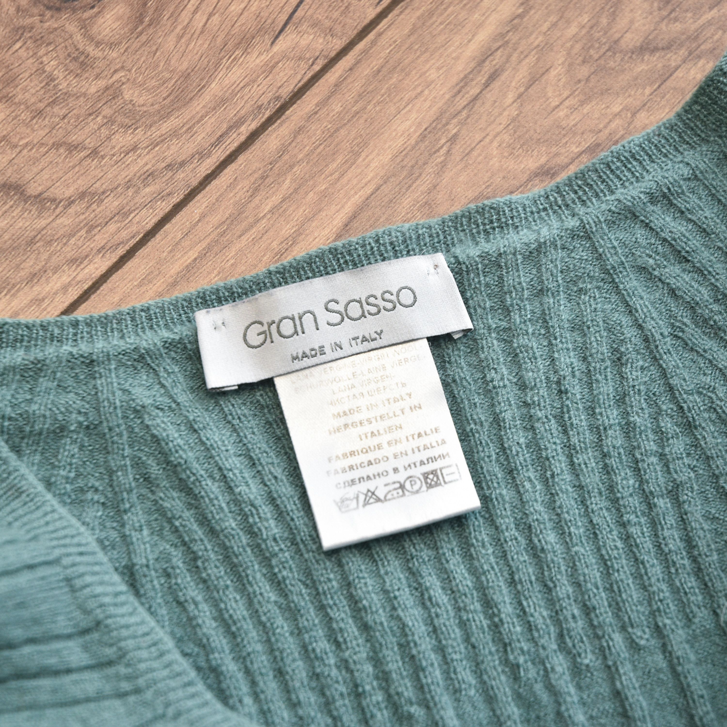 Gran Sasso Luxury Gran Sasso Green Virgin Wool Sweater Ribbed Knit Size M / US 6-8 / IT 42-44 - 9 Thumbnail