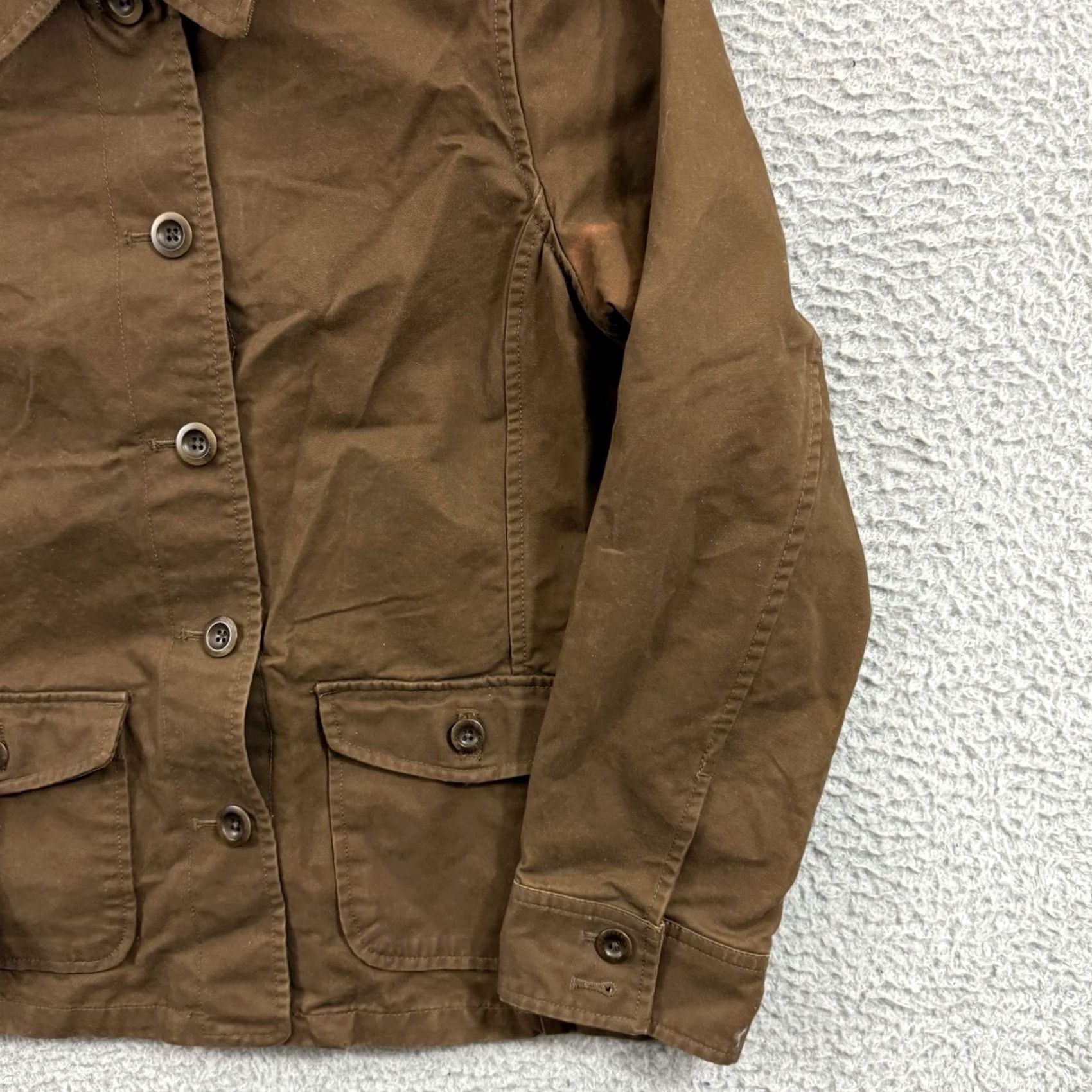 Lands' End Lands' End Jacket Womens Small Brown Waxed Chore Utility Button Outdoor Barn Cotton Canvas Belted Lined Mid-Length Long Sleeve Classic Fit Size S / US 4 / IT 40 - 5 Thumbnail