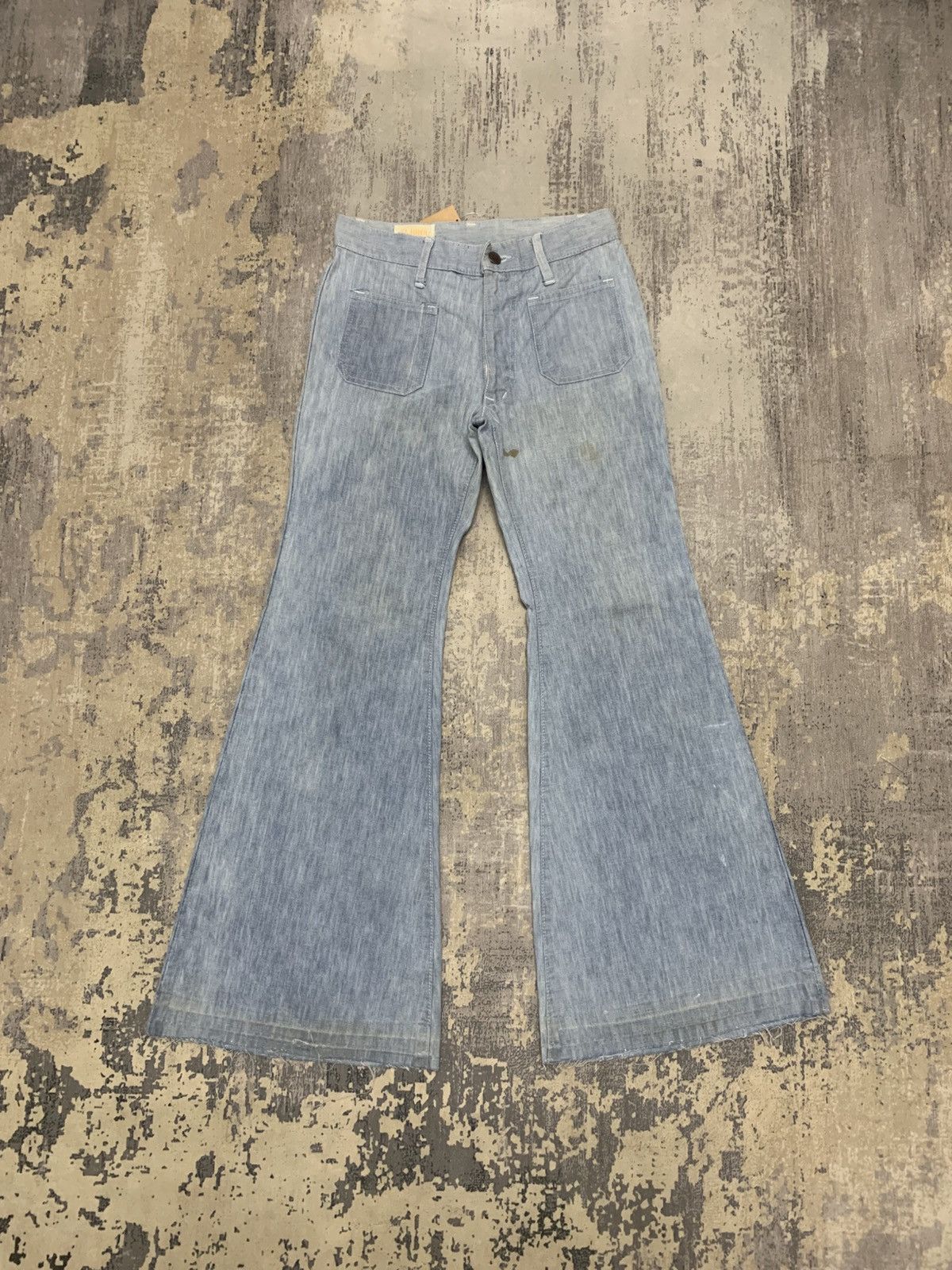 Japanese Brand Vintage 80s ELJOHN Flare Insane Hippie Denim Jeans W27 Size US 27 - 1 Thumbnail