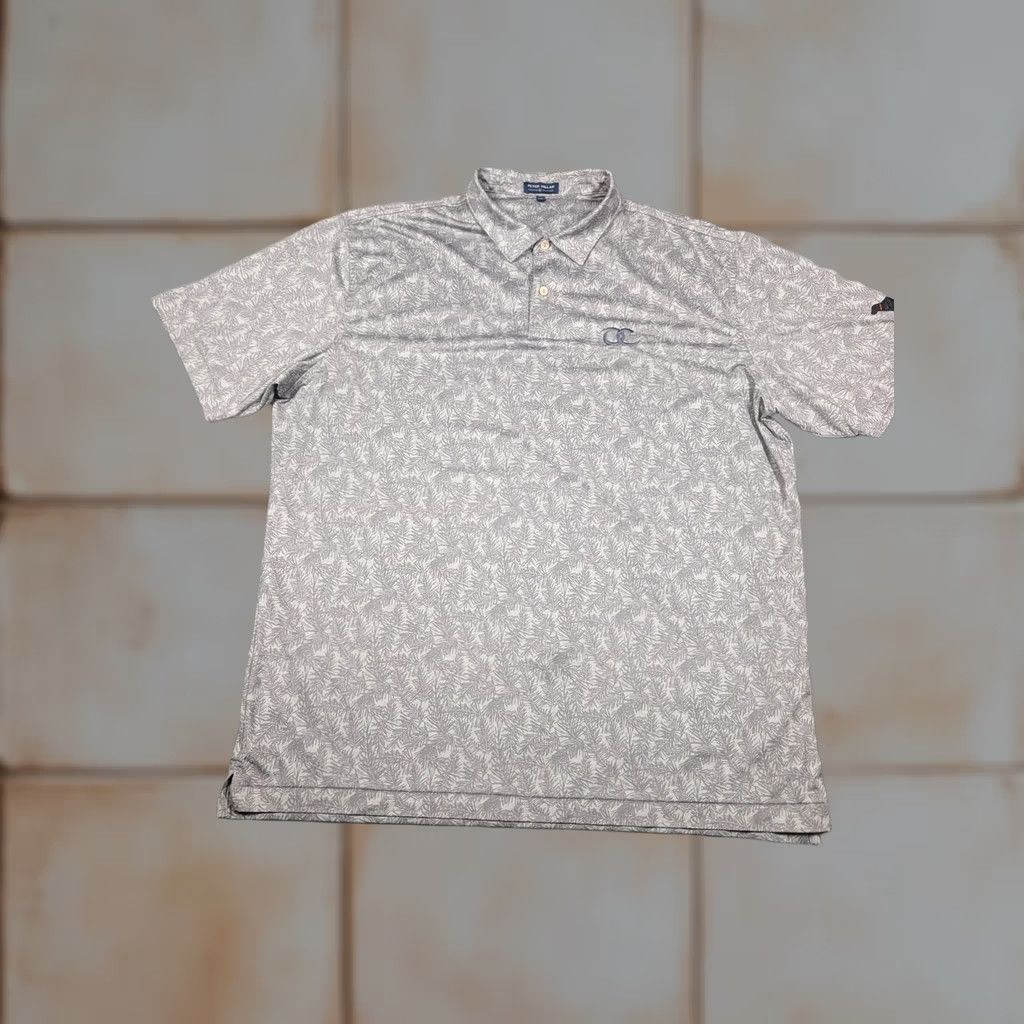 Peter Millar Peter Millar Polo Shirt Mens 2XL Gray Crown Palm Print Stretch Golf Shirt Size US XXL / EU 58 / 5 - 1 Thumbnail