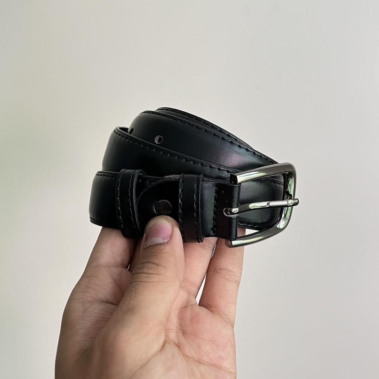 Leather × Vintage vintage black american western simple design belt Size 30 - 3 Thumbnail
