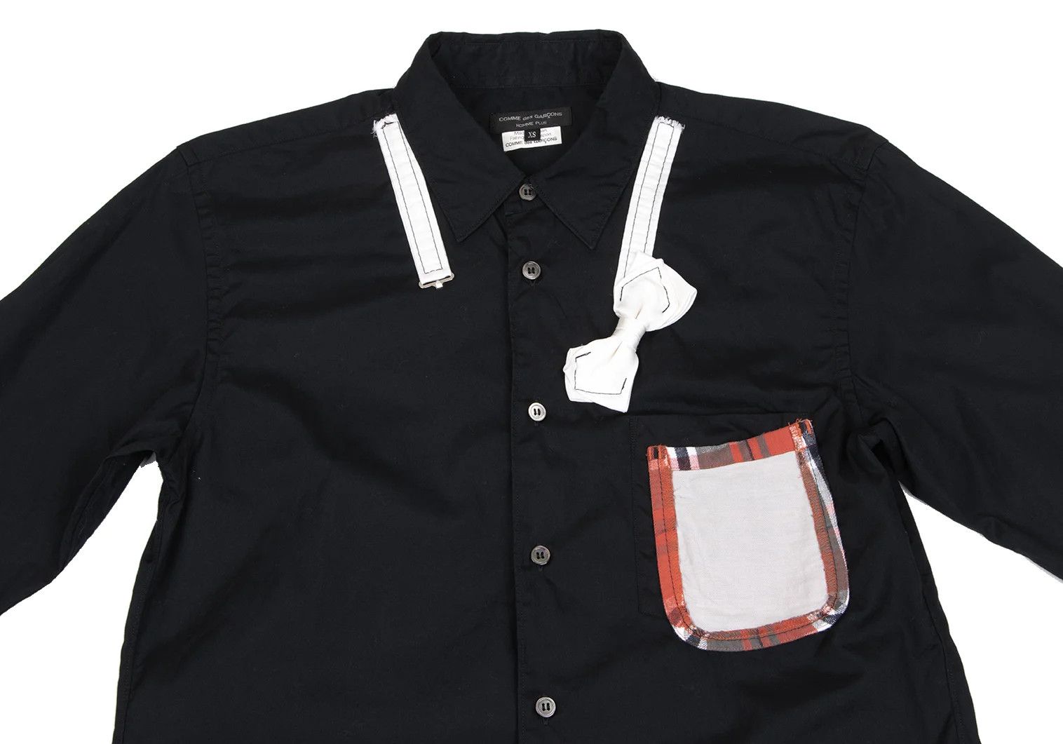 Comme des Garcons Homme Plus Cotton Bow Tie Double Patch Pocket Design Shirt Black XS Size US XS / EU 42 / 0 - 2 Thumbnail