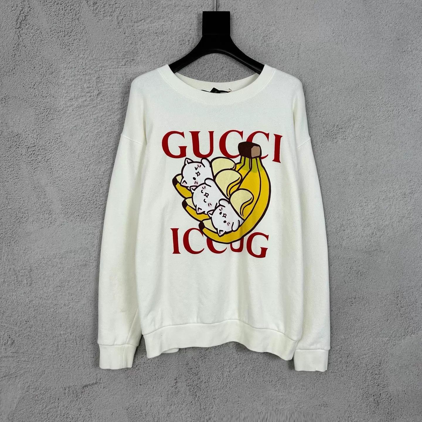 Gucci White Banana & Cats Print Sweatshirt Size US M / EU 48-50 / 2 - 1 Thumbnail