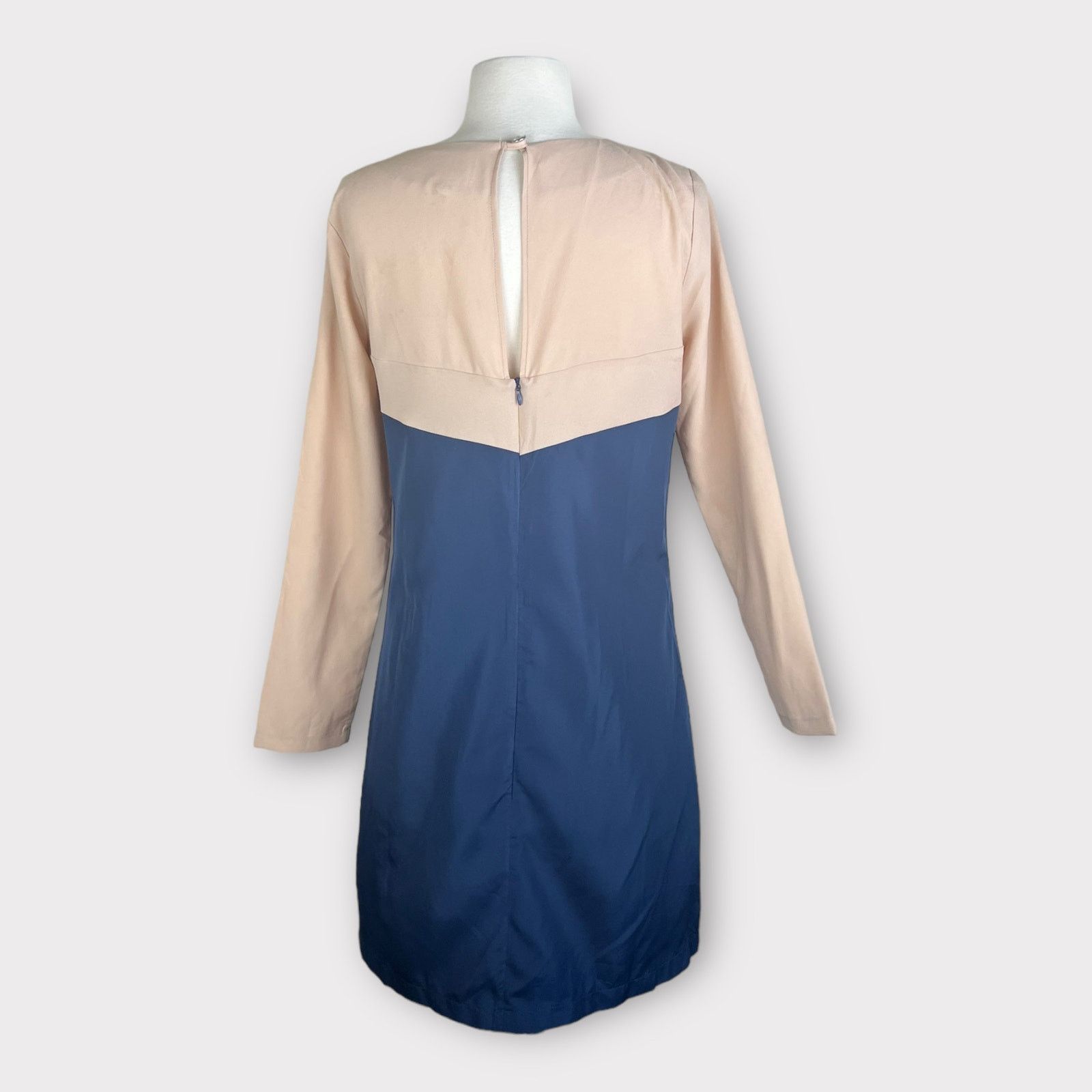 Nordstrom DPC by Dora Yim Colorblock Navy Tan Dress Modern Style Size M / US 6-8 / IT 42-44 - 3 Thumbnail