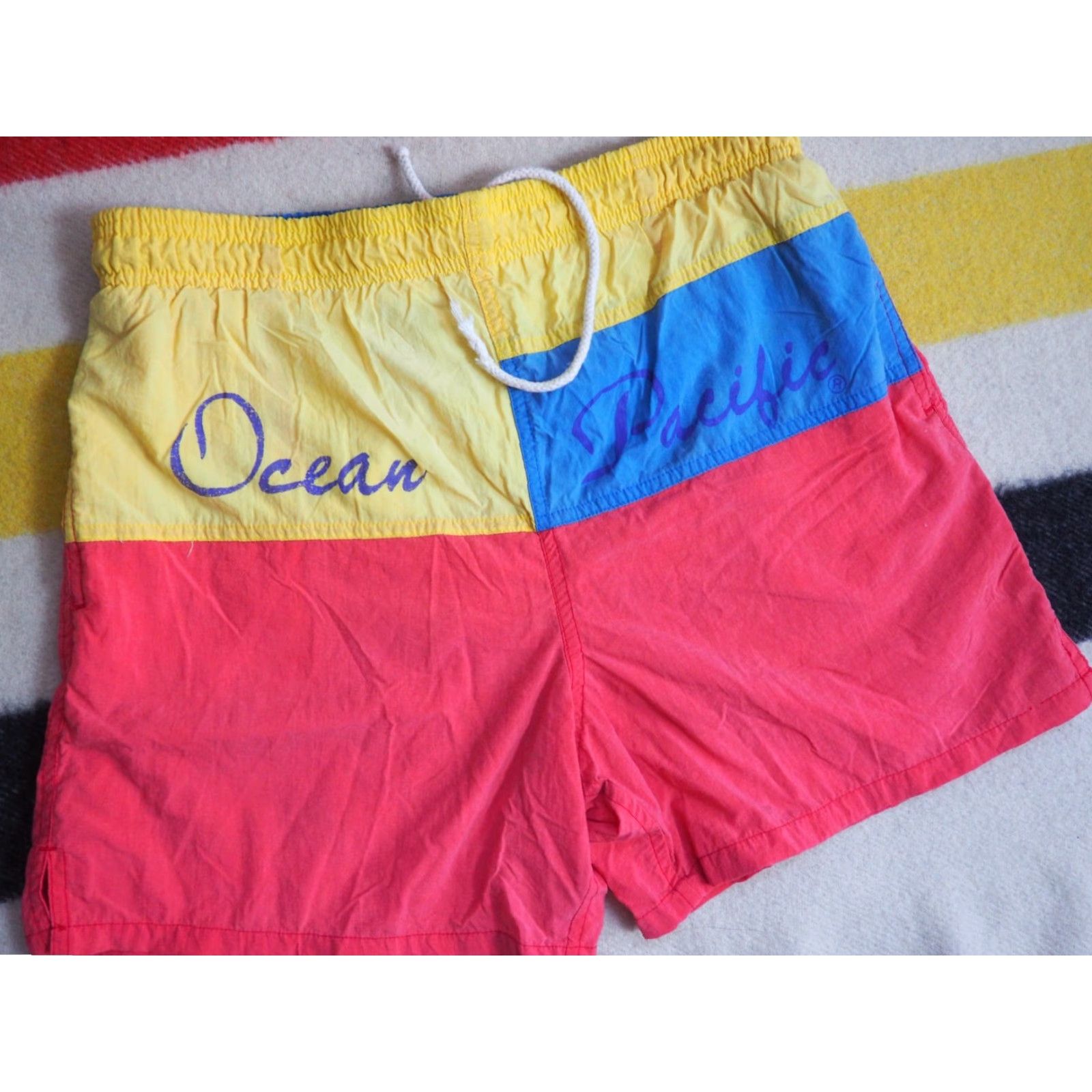 Ocean Pacific VTG 90s Ocean Pacific Trunks Shorts Mens 32 Navy Blue Surf Logo 14" Length 32W Size US 32 / EU 48 - 3 Thumbnail