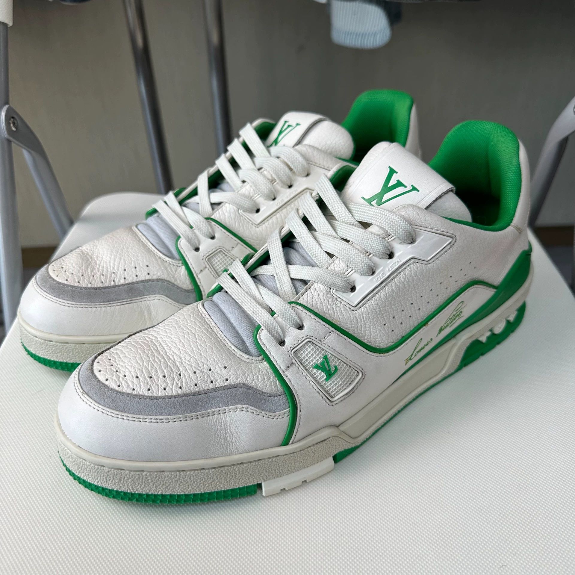 Louis Vuitton LOUIS VUITTON Trainer Low Top Lace-Up M Green EU 42.5 Size US 9.5 / EU 42-43 - 1 Thumbnail