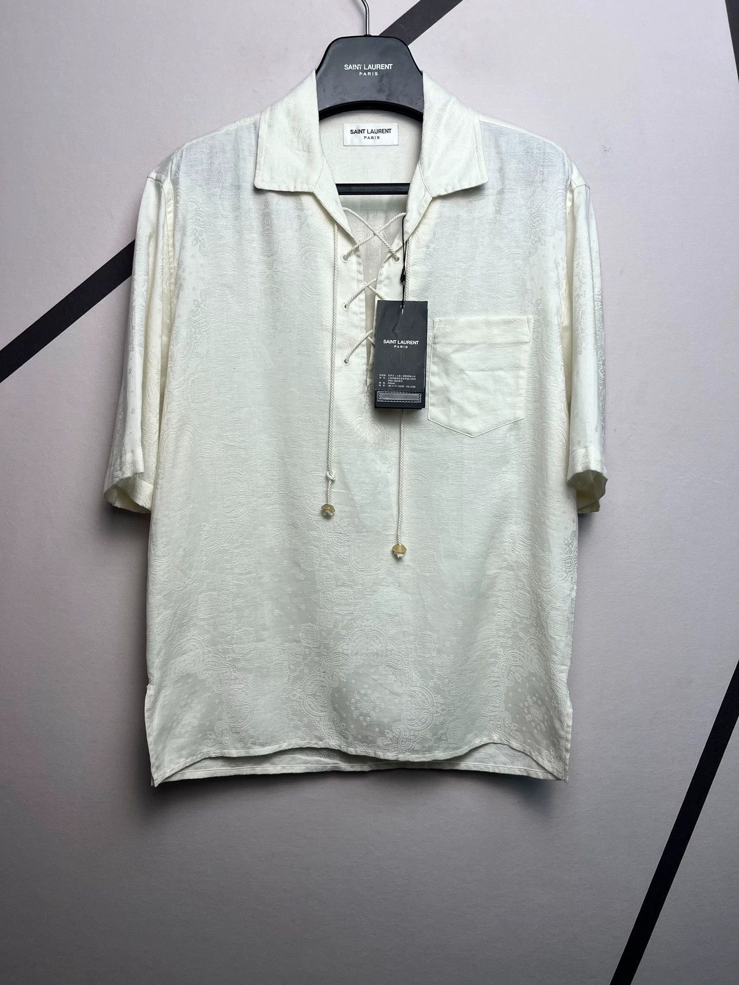 Saint Laurent Paris Saint Laurent SLP carved embroidery, short-sleeved shirt Size M / US 6-8 / IT 42-44 - 1 Thumbnail