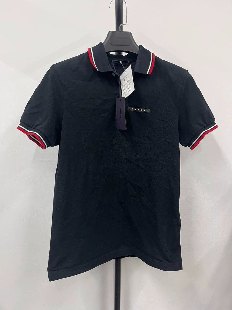 Prada PRADA Black Polo Shirt with Striped Collar- DMC Size US XS / EU 42 / 0 - 1 Thumbnail