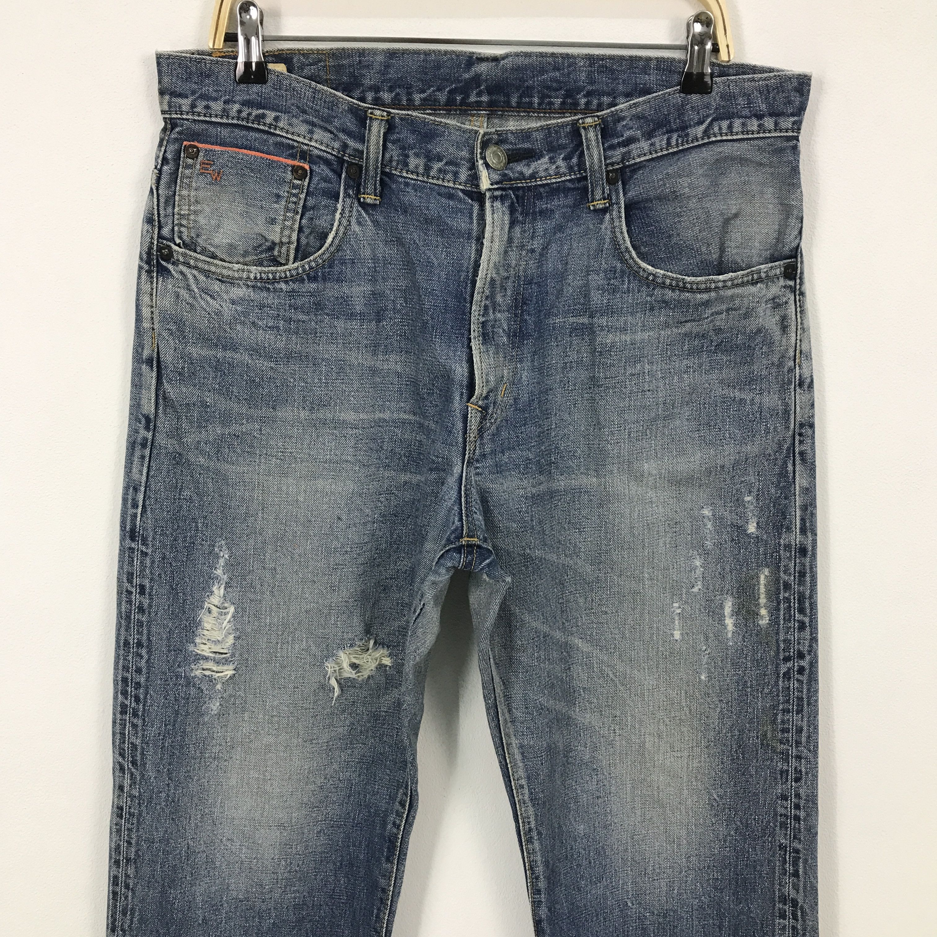 Edwin × Japanese Brand Baggy style edwin distressed jean pants Size US 32 / EU 48 - 2 Thumbnail