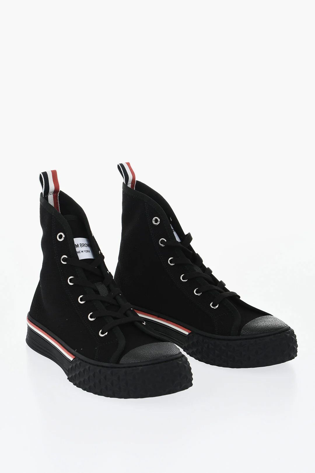 Thom Browne og1mm0426 Canvas High-Top Sneakers in Black Size US 7 / EU 40 - 3 Thumbnail