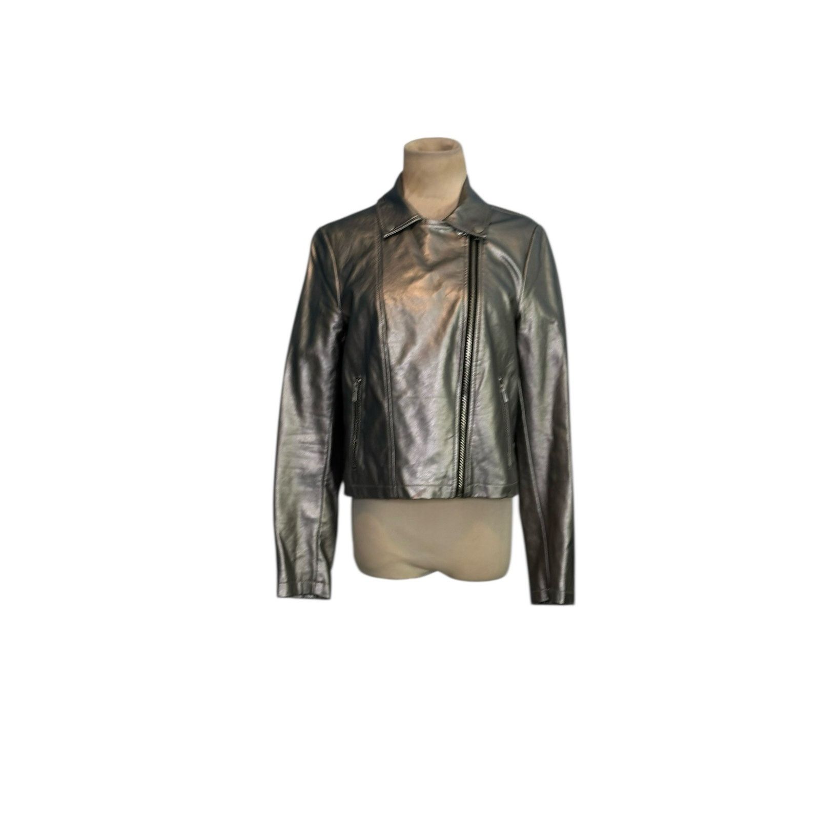 Forever 21 Forever 21 silver vegan leather moto jacket size Medium Size M / US 6-8 / IT 42-44 - 14 Thumbnail