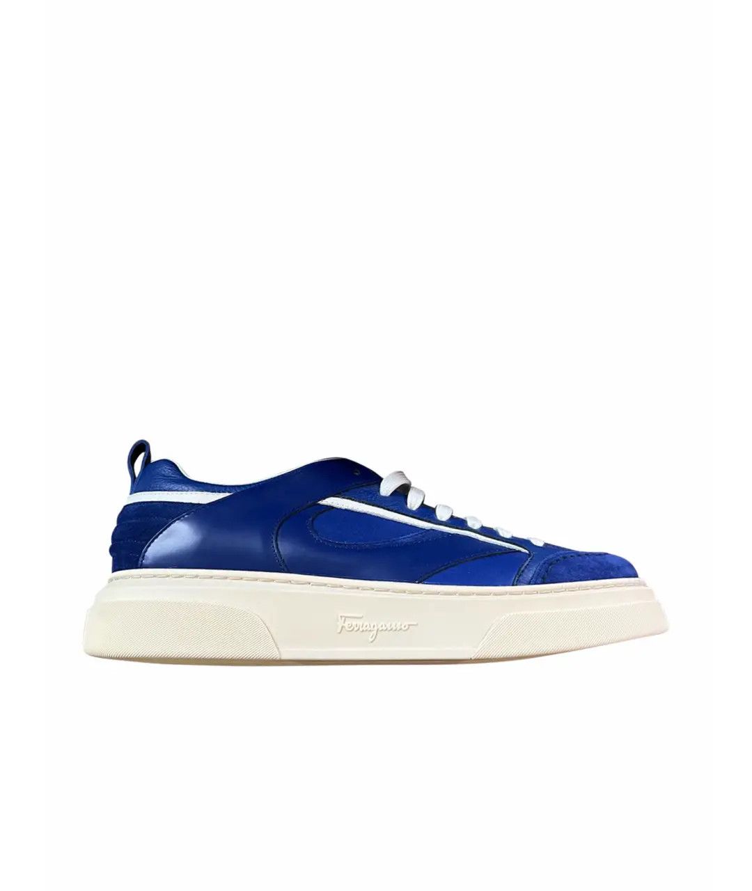 Salvatore Ferragamo o1s1rm0724 Leather Low-Top Sneakers in Blue/White Size US 7 / EU 40 - 1 Thumbnail