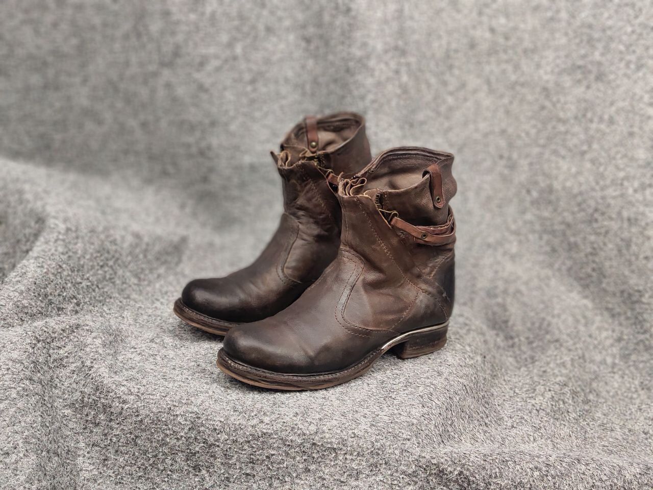 A.S.98 Airstep 98 Design Zipper Brown Leather Ankle Women Boots Size US 7 / IT 37 - 9 Thumbnail