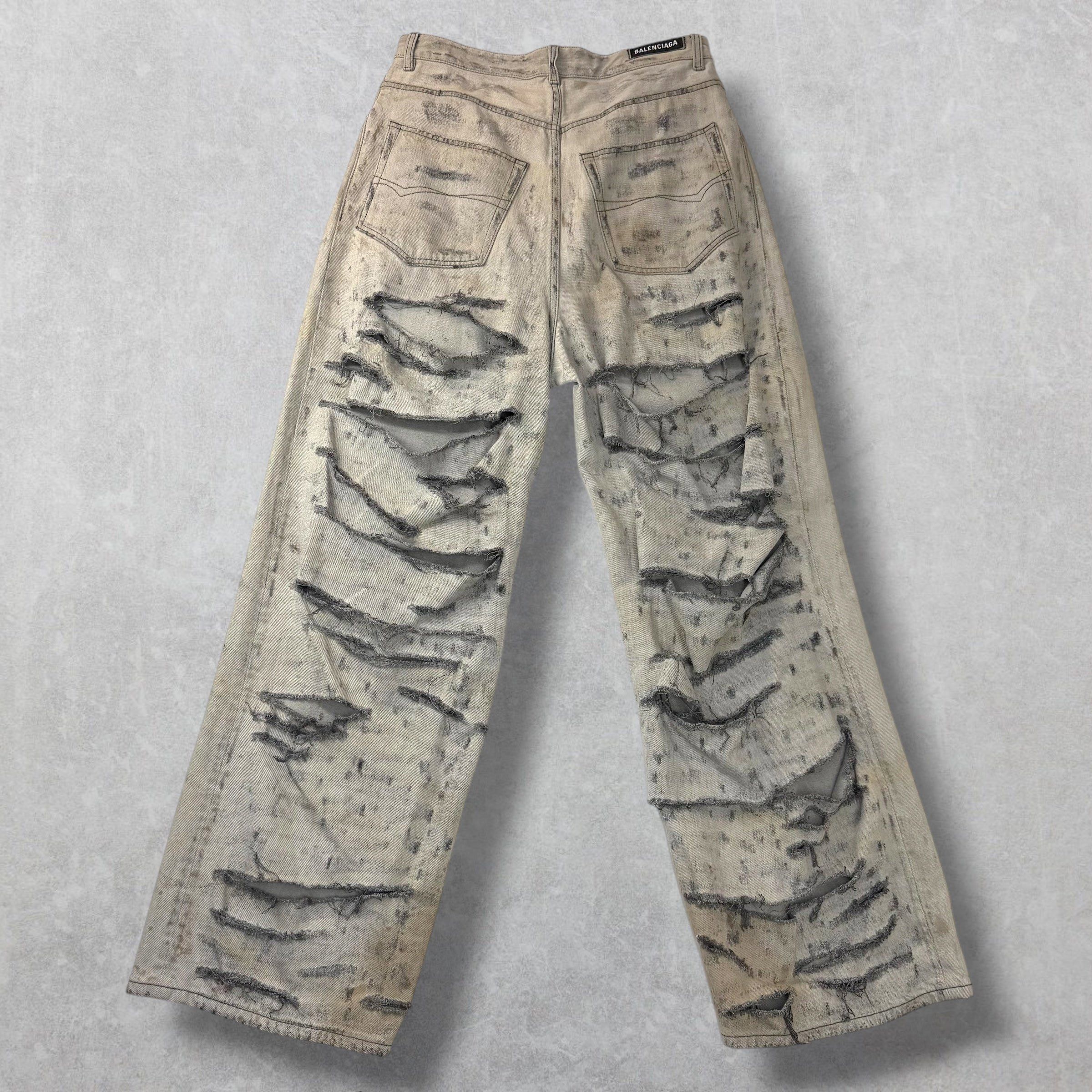 Balenciaga Balenciaga Super Destroyed Baggy Grey Jeans M (34) Size US 34 / EU 50 - 2 Thumbnail