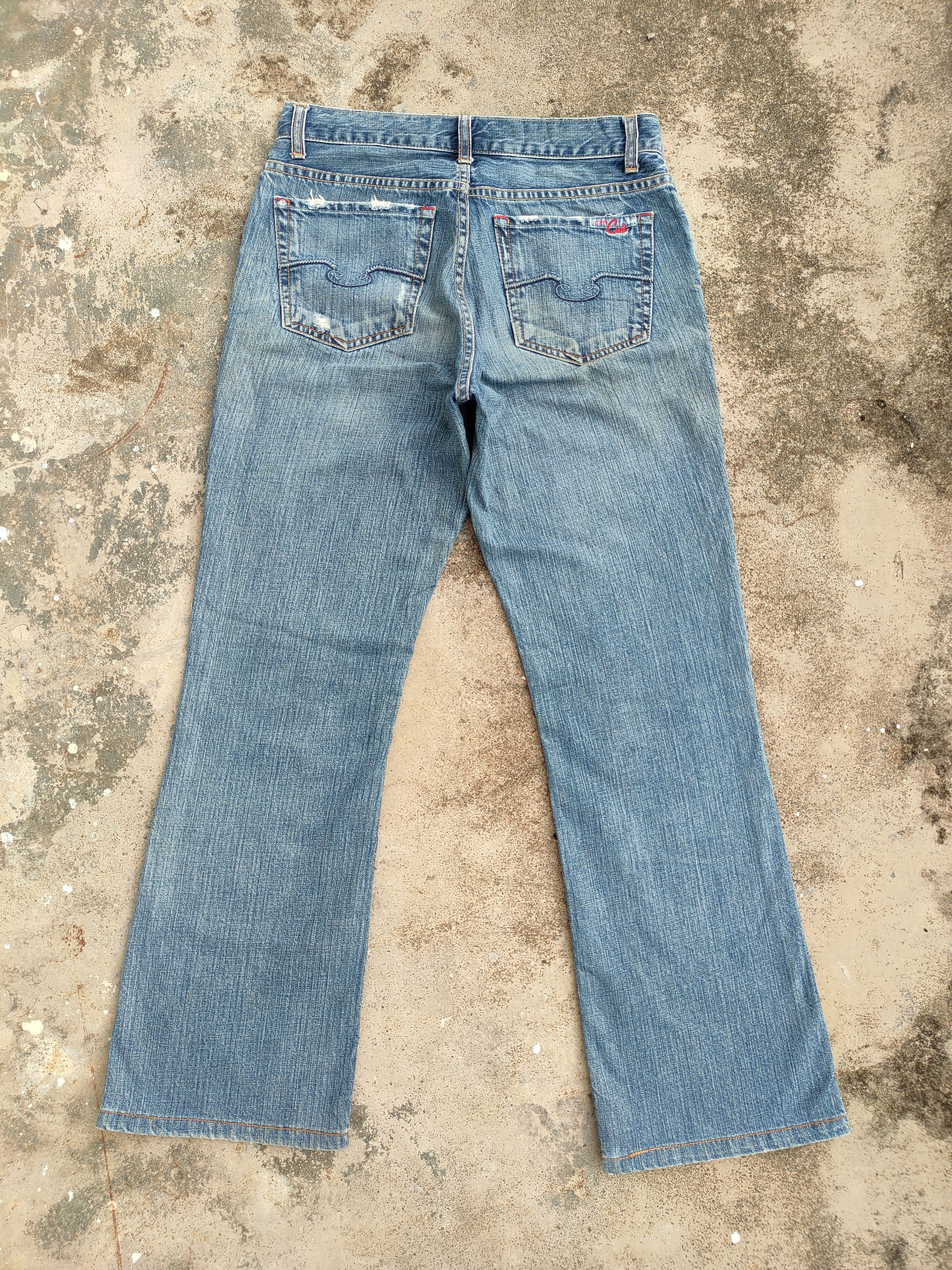Japanese Brand W31 vtg blue cult flare button fly denim jeans pants Size US 31 - 3 Thumbnail