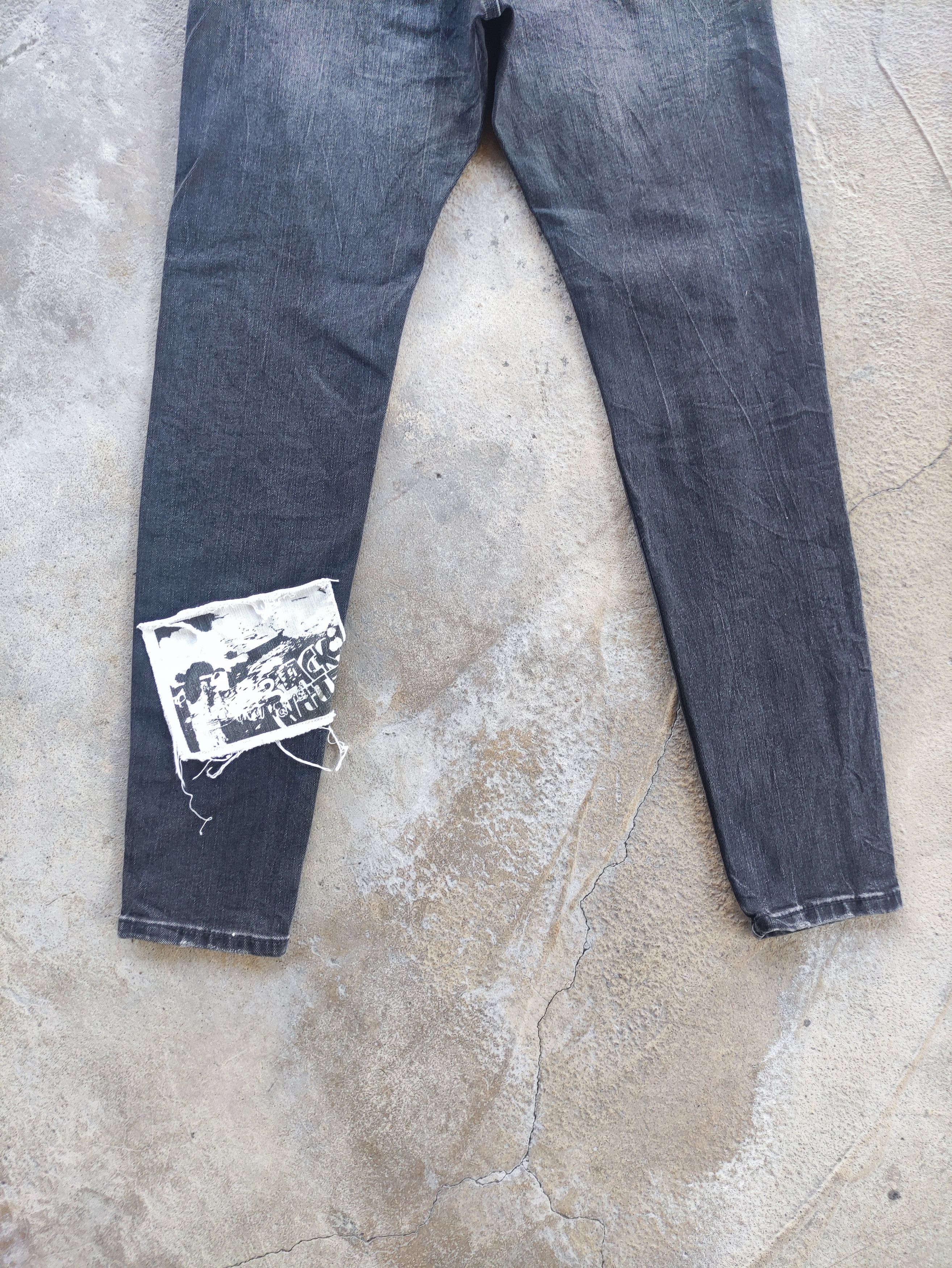 Jean × Vintage Zara Black Jeans Distressed Patches Faded Pants Skinny Denim Size US 31 - 13 Thumbnail