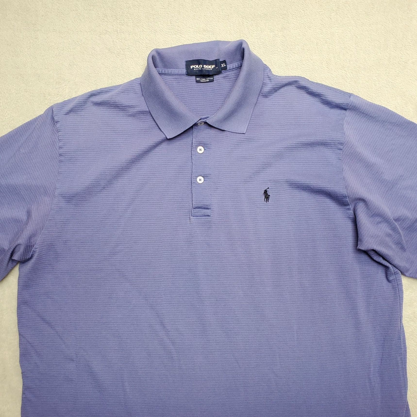 Polo Ralph Lauren Polo Ralph Lauren Shirt Men XL Blue Ribbed 100% Pima Cotton Casual Polo Shirt Size US XL / EU 56 / 4 - 2 Thumbnail