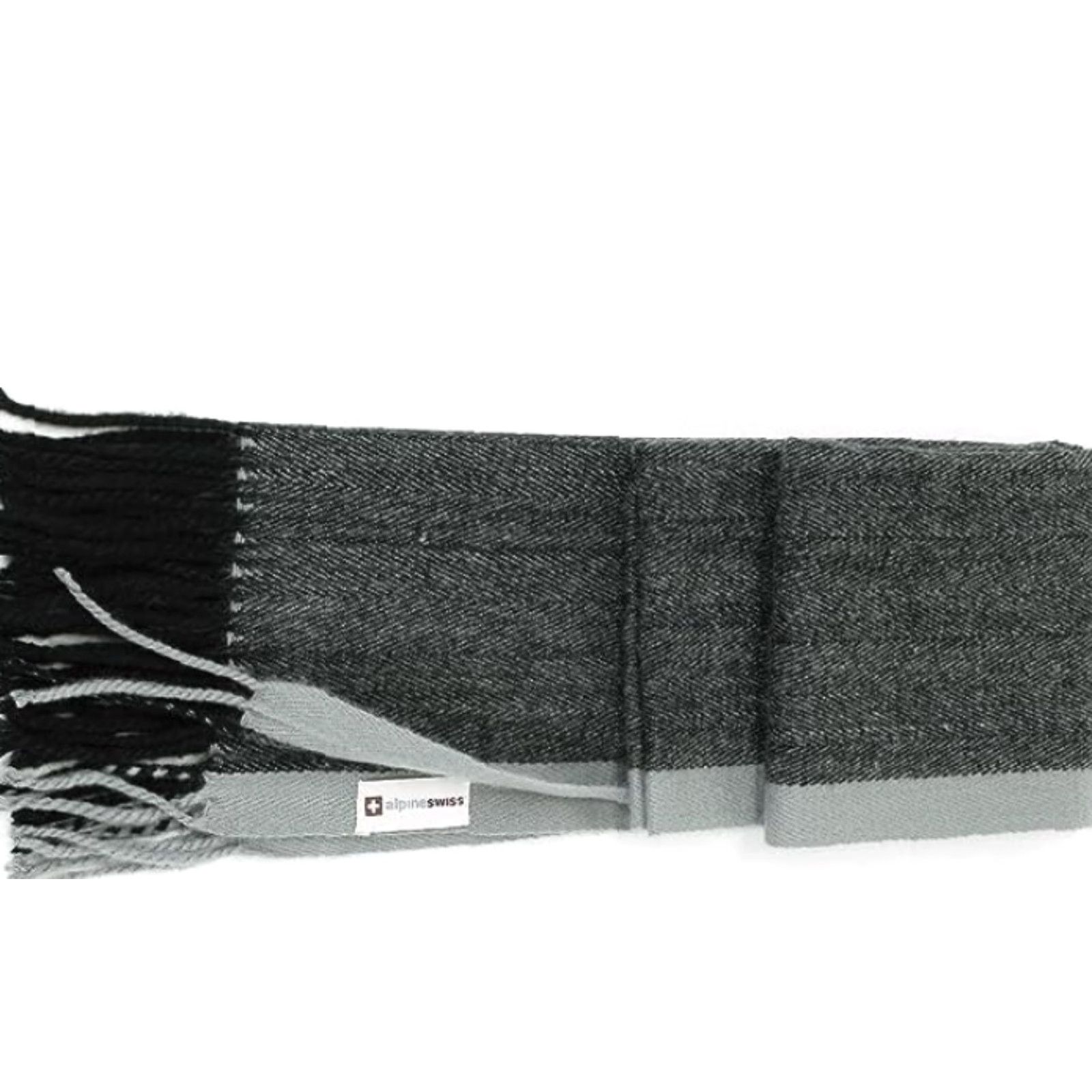 Vintage Alpine Swiss Scarf Plaid Gray One Size Adult Men Unisex 12” W x 80” L Acrylic Cashmere-Fit Winter Scarves Size ONE SIZE - 2 Thumbnail