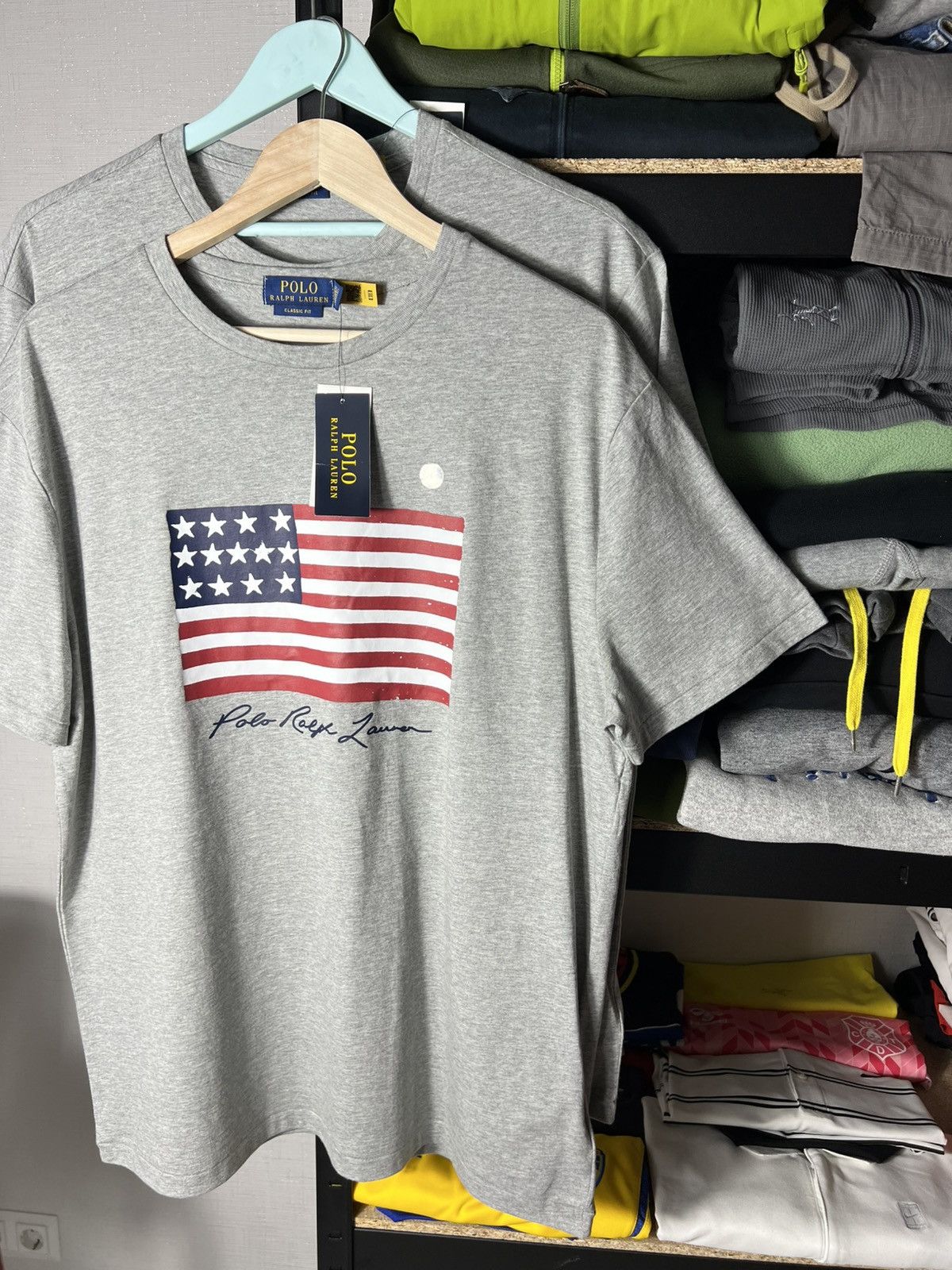 Polo Ralph Lauren Polo Ralph Lauren Grey Flag Print T-Shirt – Size L – New Size US L / EU 52-54 / 3 - 3 Thumbnail